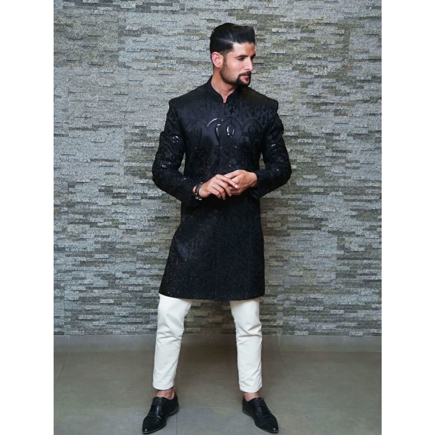 Short Sherwani with Embroidery