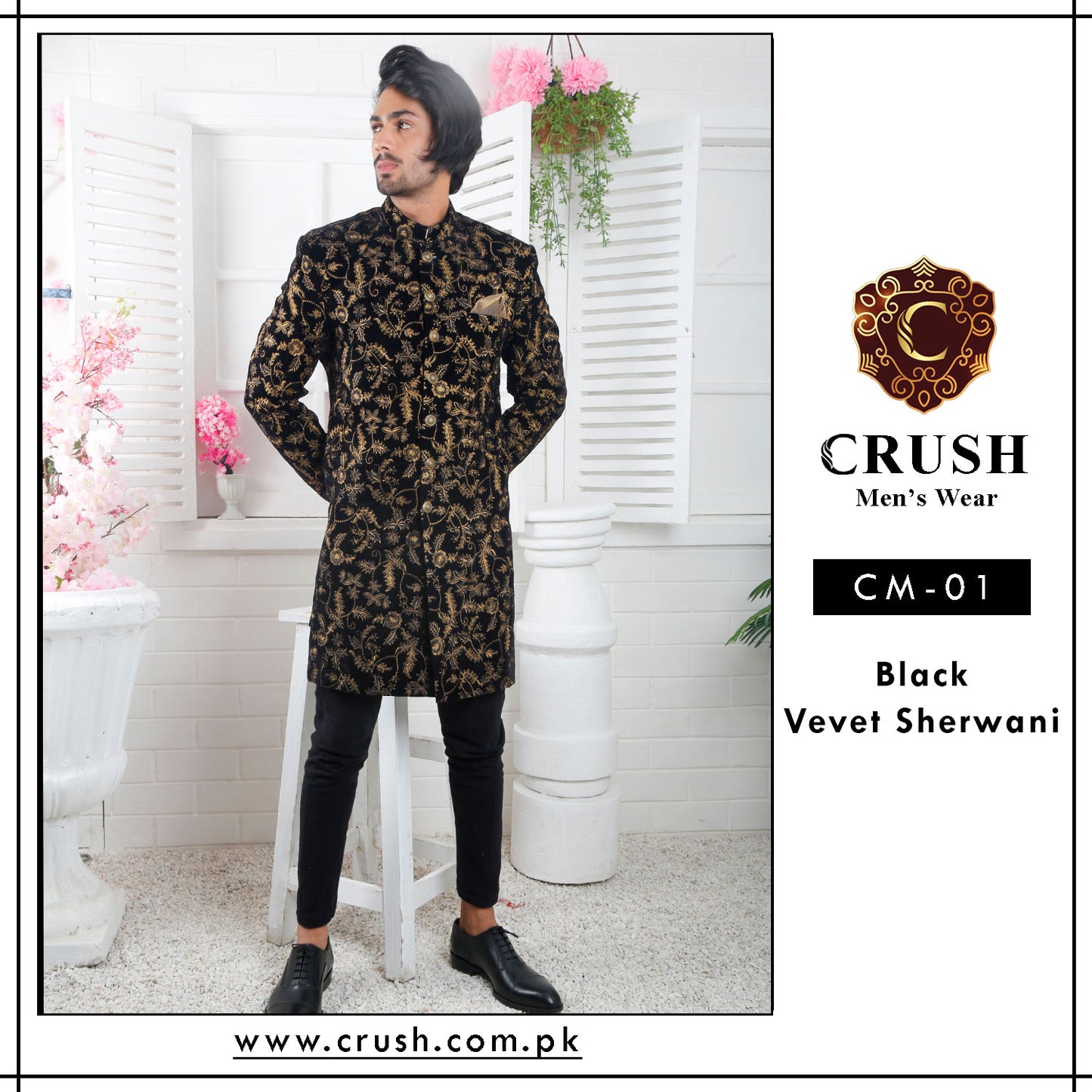 Short Sherwani with Embroidery