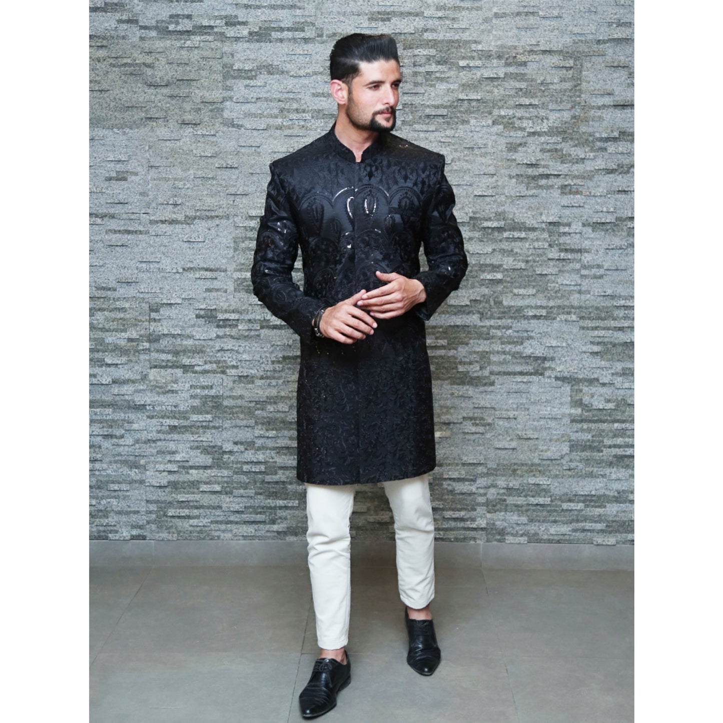 Short Sherwani with Embroidery