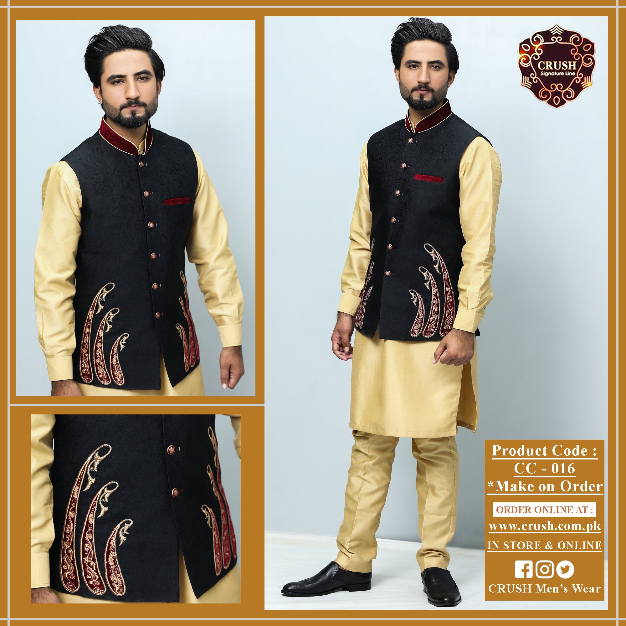 Embroidery Design Waistcoat For Men