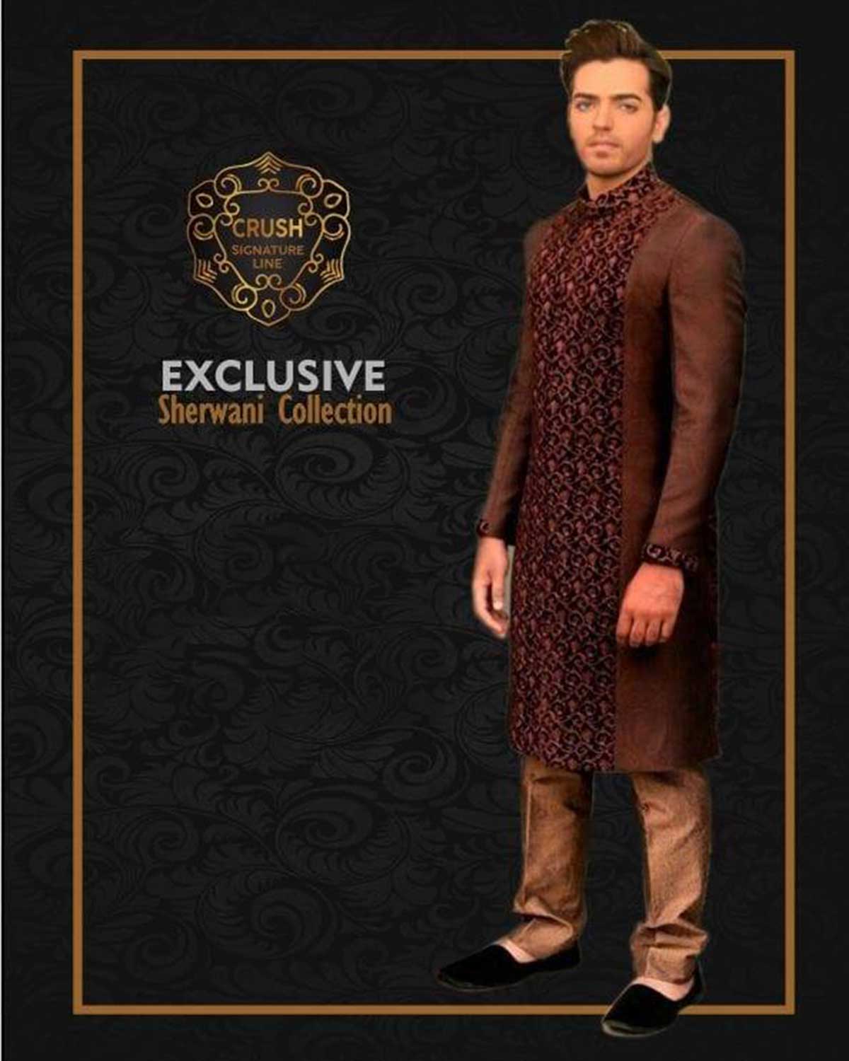 Piping Embroidery Sherwani