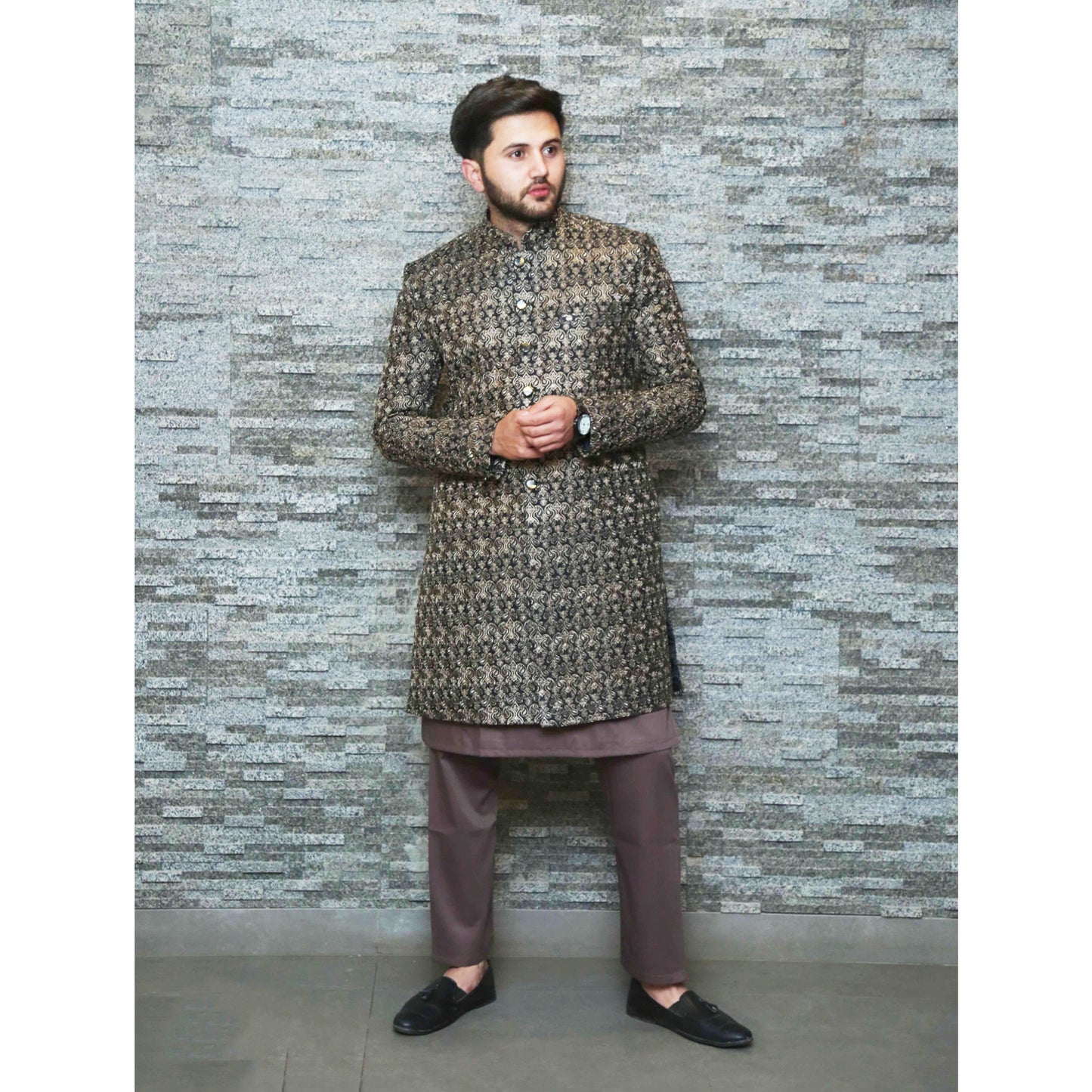 Short Sherwani with Embroidery