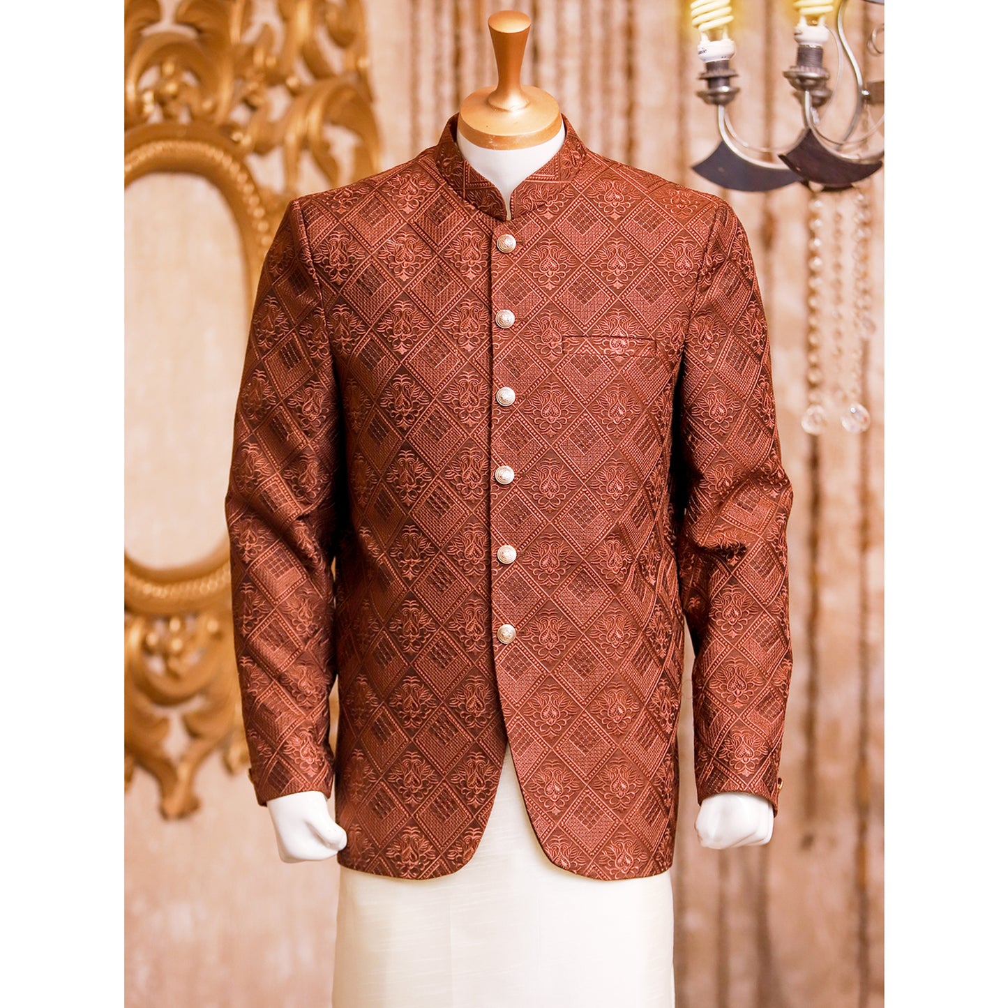 Self Embroidered Prince Coat for Men