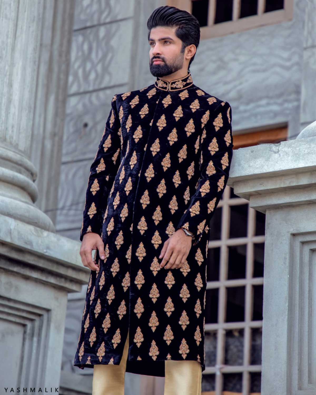 Black Motif Design Sherwani
