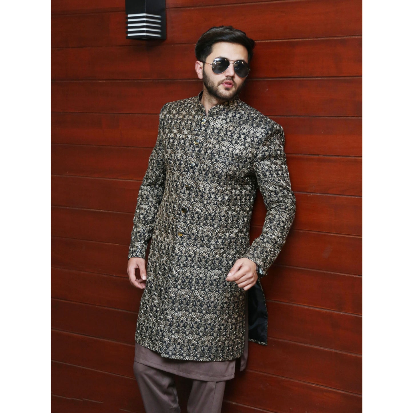 Short Sherwani with Embroidery