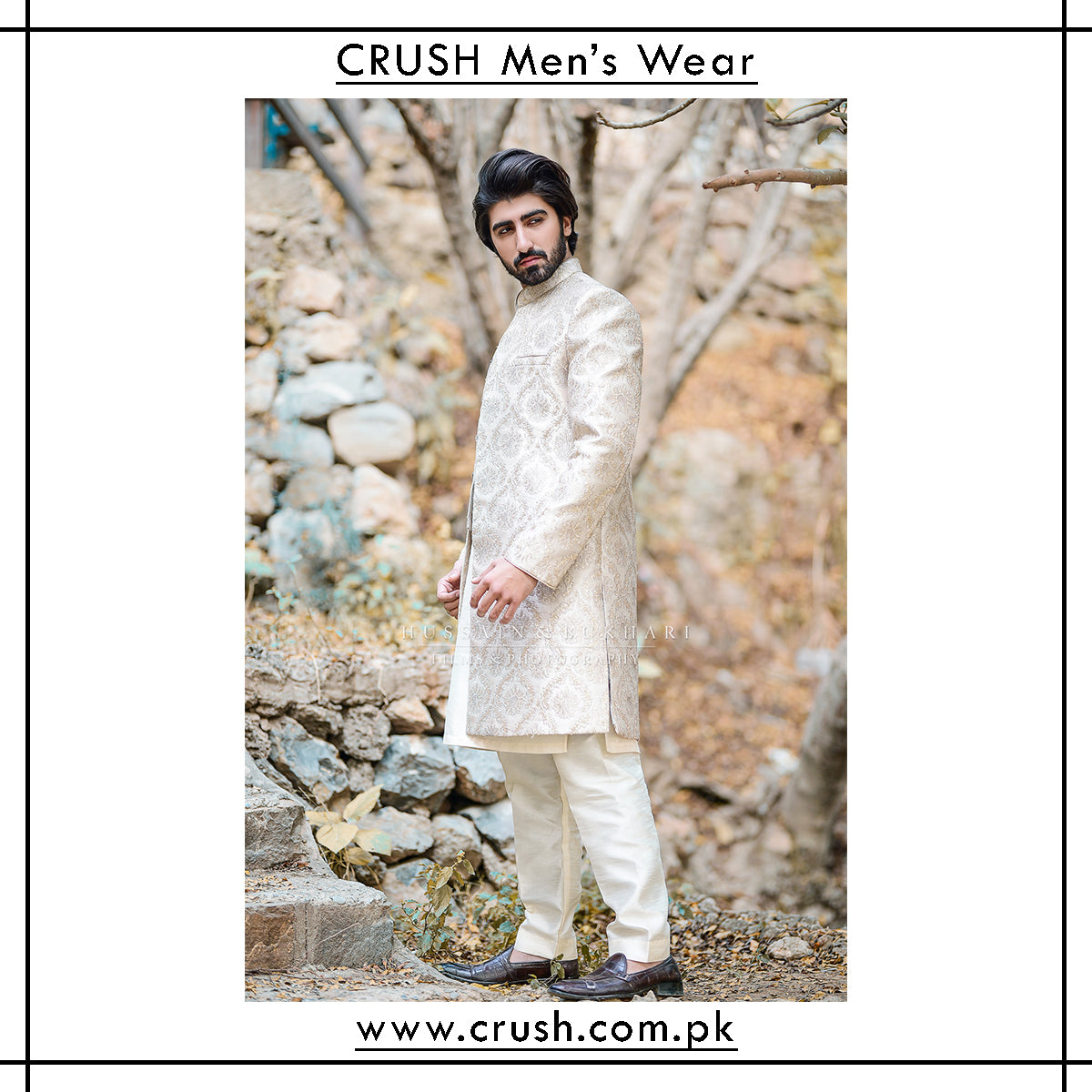 Sherwani w/ Tilla Self Embroidery