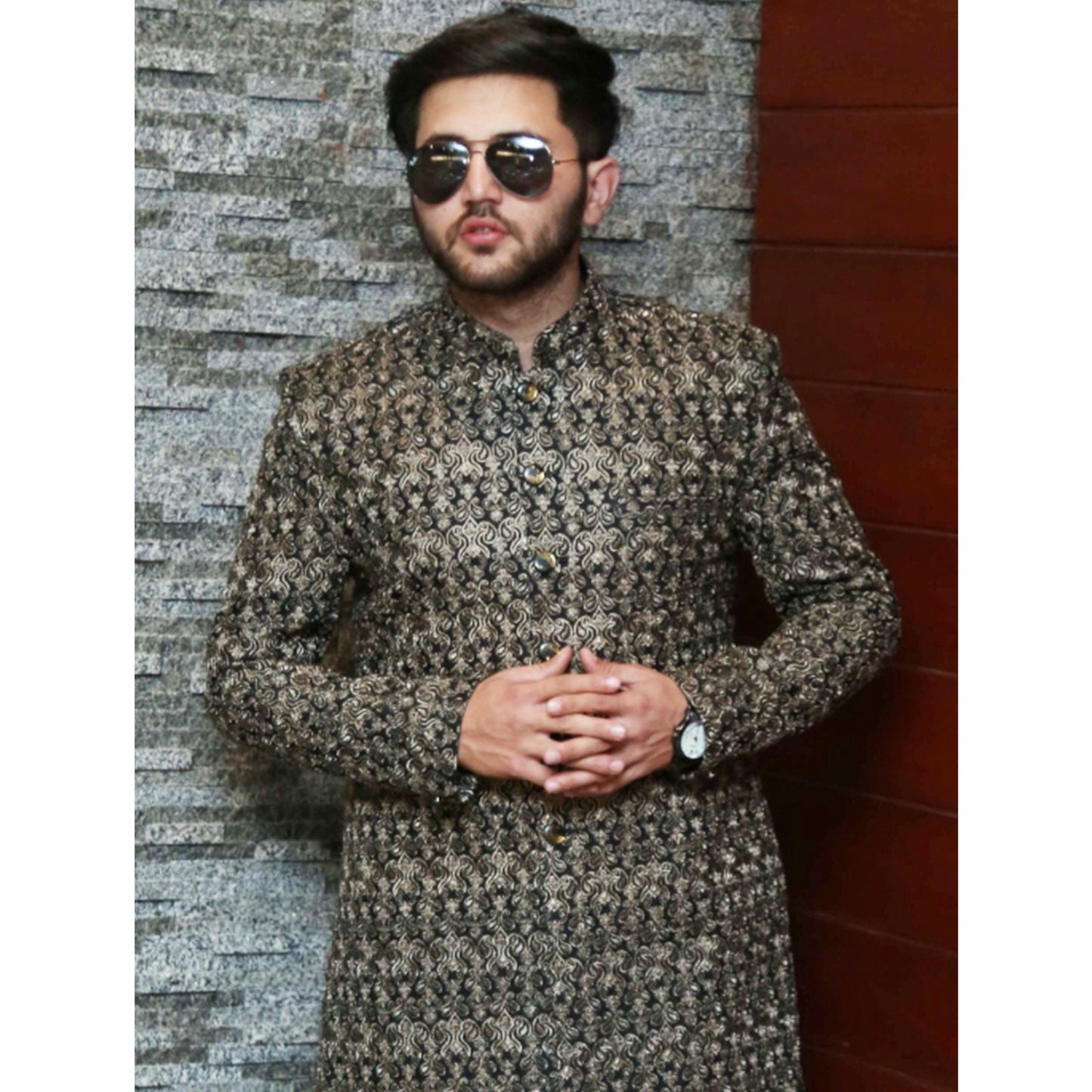 Short Sherwani with Embroidery