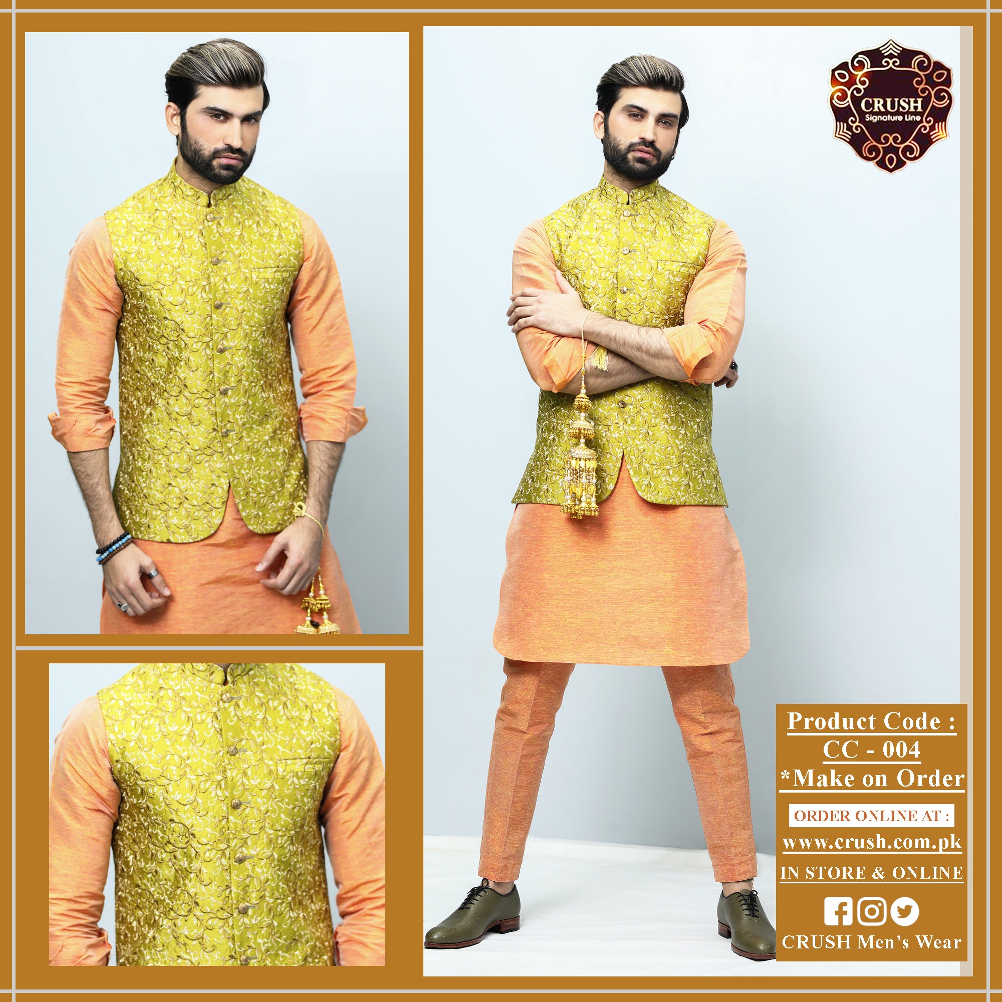 Embroidered Waistcoat with Gold & Copper Tilla