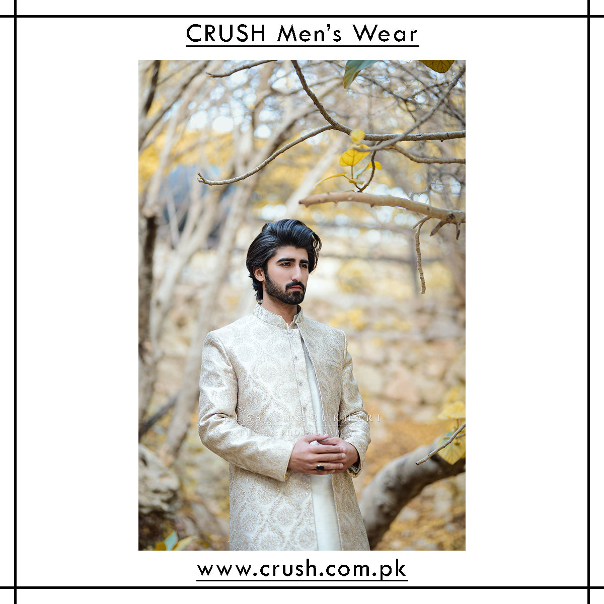 Sherwani w/ Tilla Self Embroidery