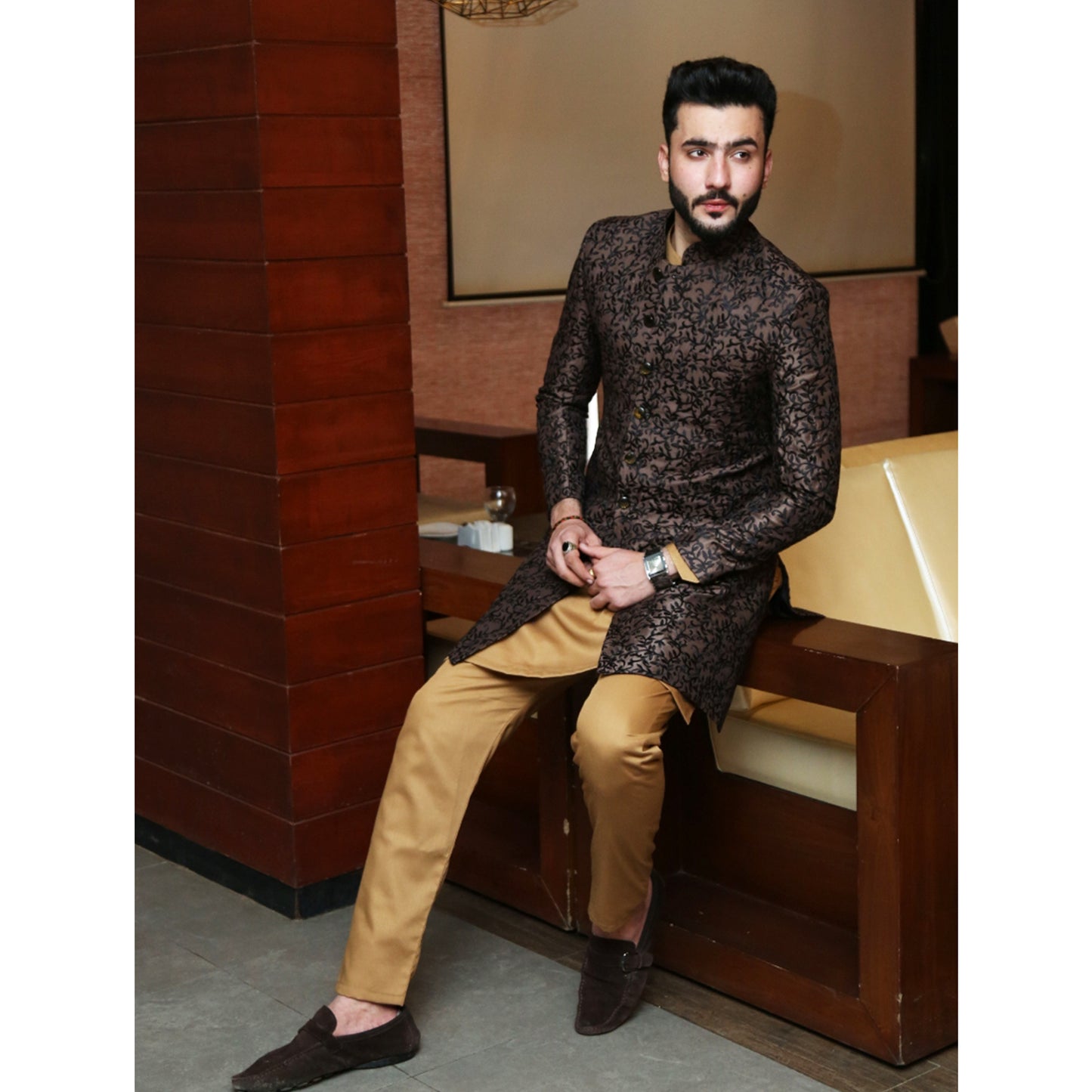 Short Sherwani with Embroidery