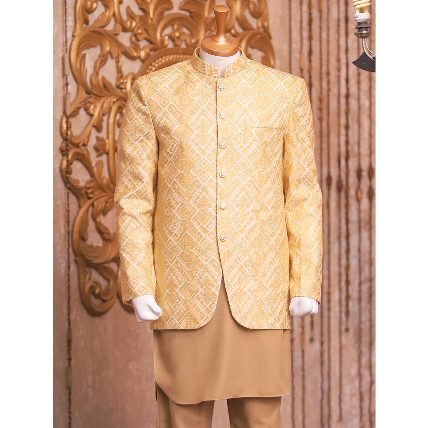 Self Embroidered Prince Coat for Men