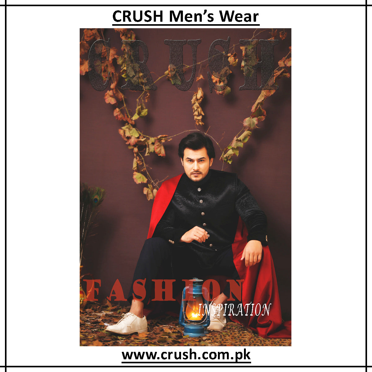 Black Embossed Short Sherwani