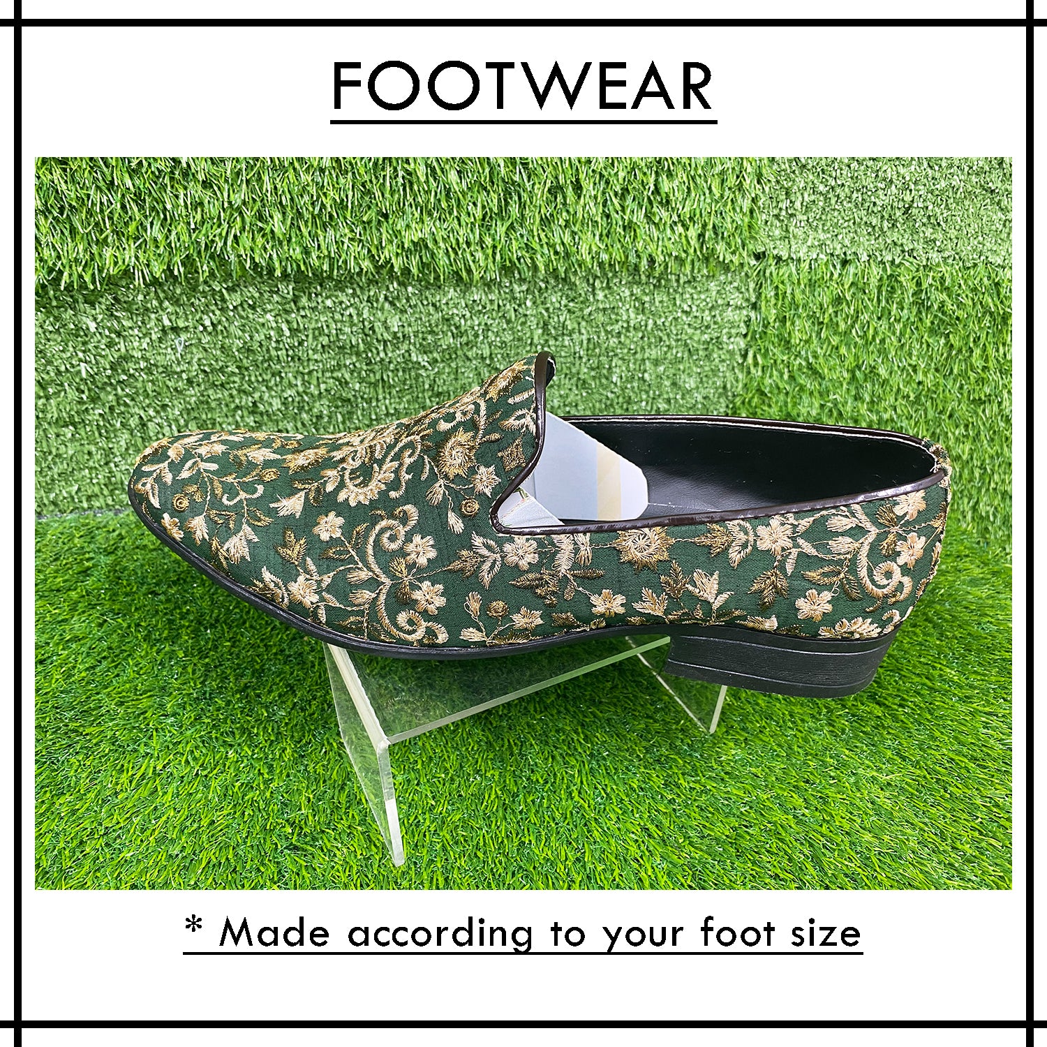 Fabric Embellished Shoes | Green