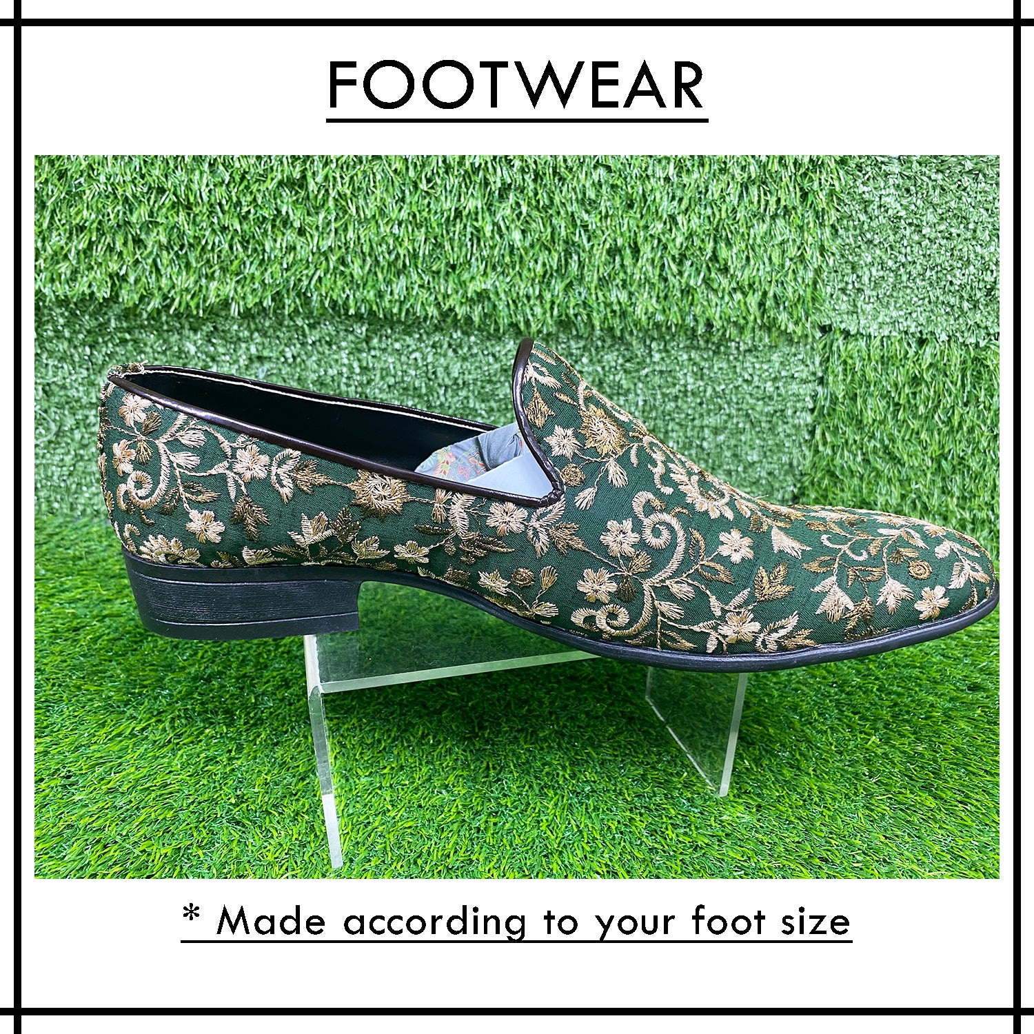 Fabric Embellished Shoes | Green