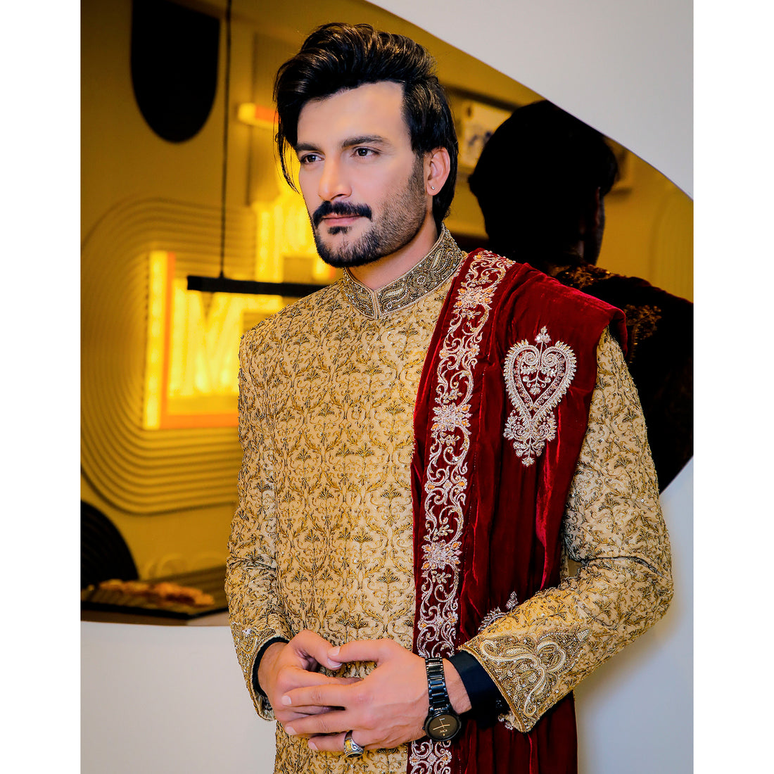Embroidered Base Sherwani w/ Complete Handwork