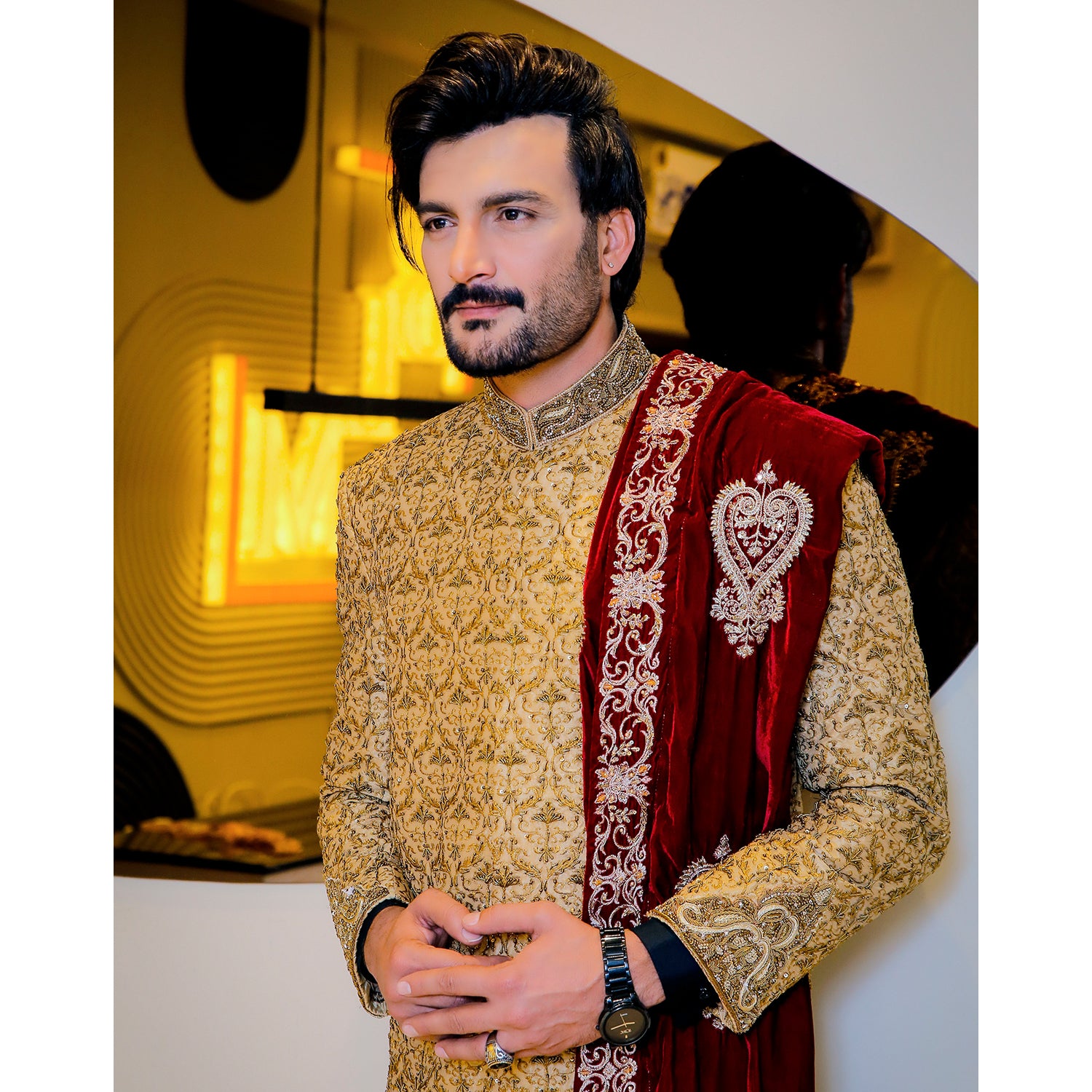 Embroidered Base Sherwani w/ Complete Handwork