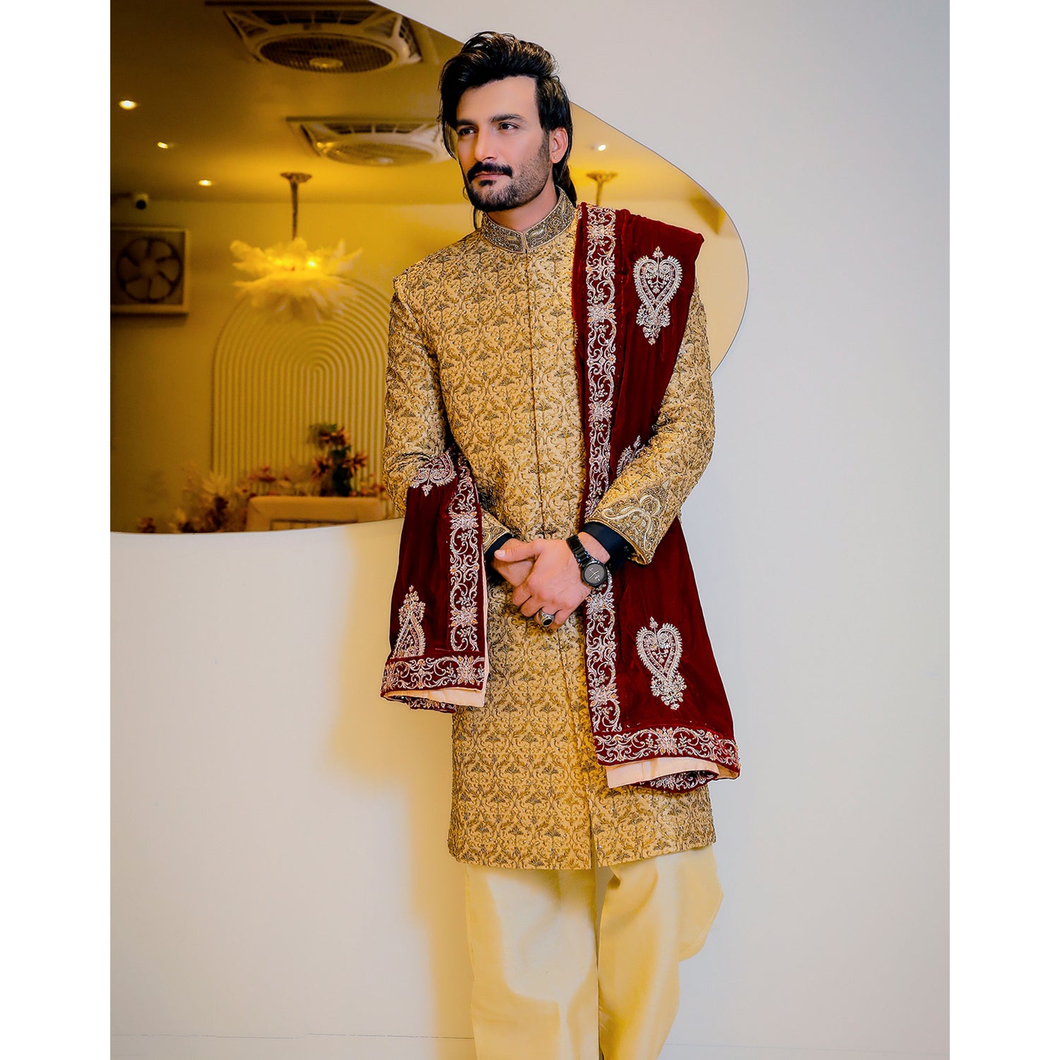 Embroidered Base Sherwani w/ Complete Handwork