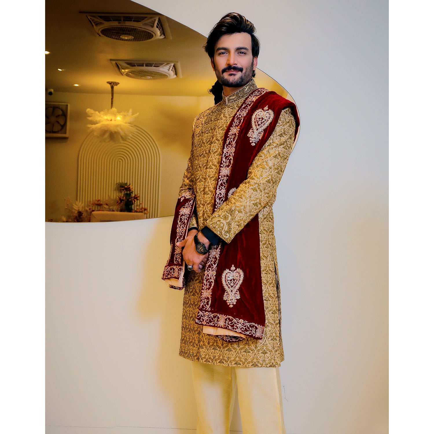Embroidered Base Sherwani w/ Complete Handwork