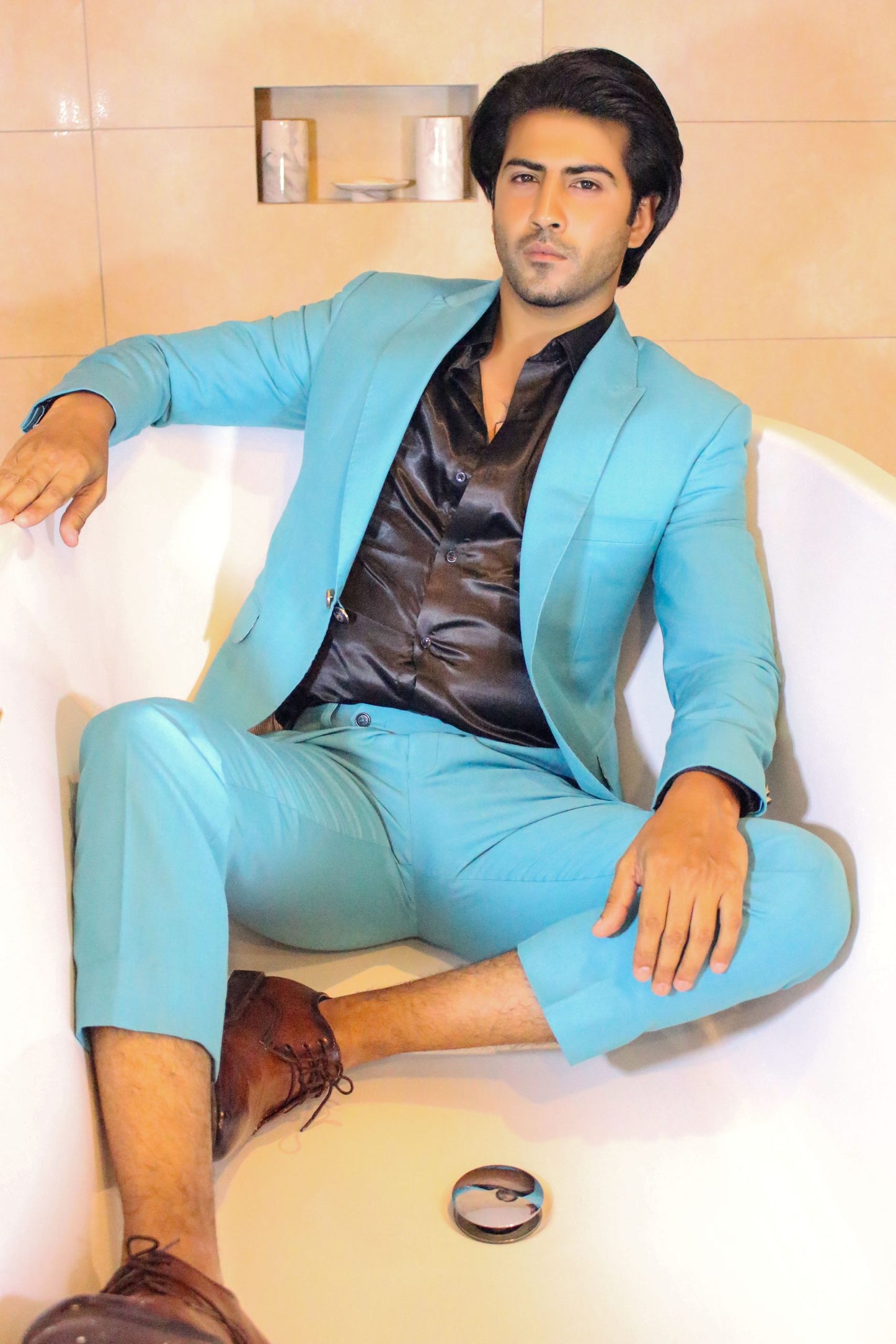 2pc Bespoke Suit For Men Light - Blue