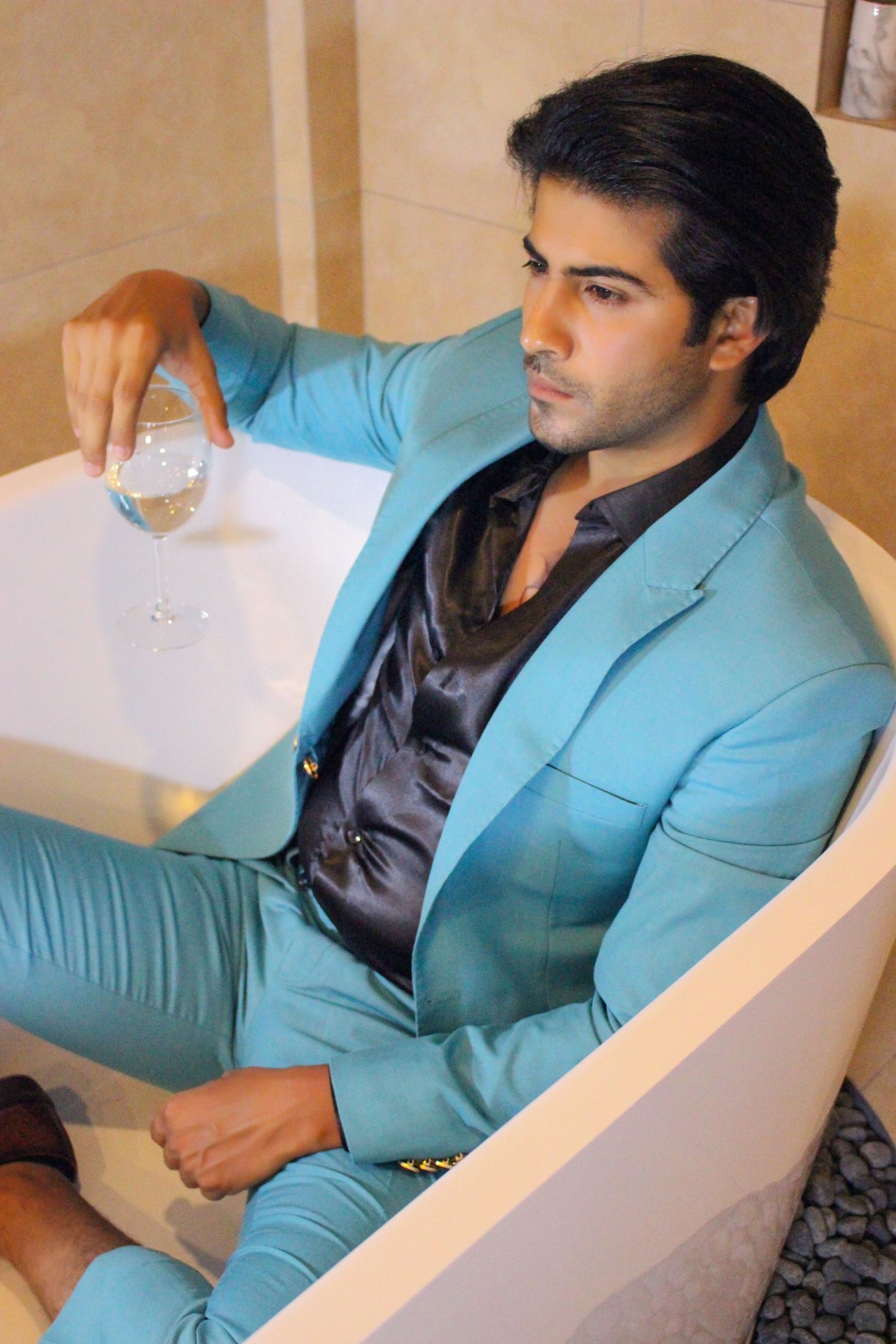 2pc Bespoke Suit For Men Light - Blue