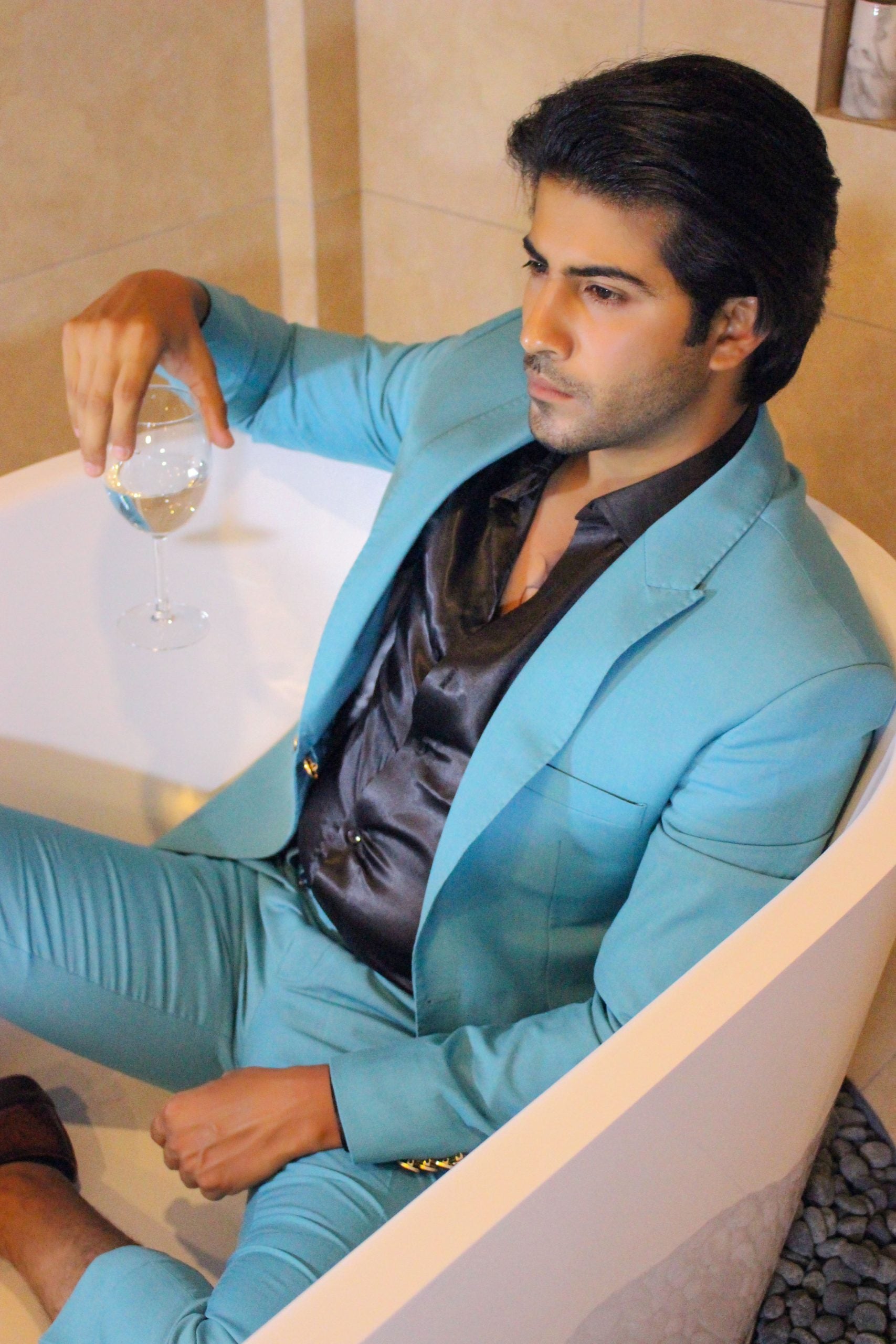 2pc Bespoke Suit For Men Light - Blue