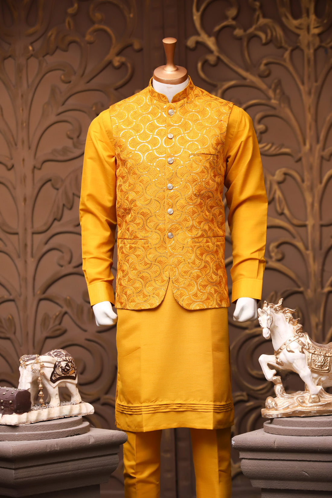 Embroidered Fabric Party-wear Waistcoat for Men