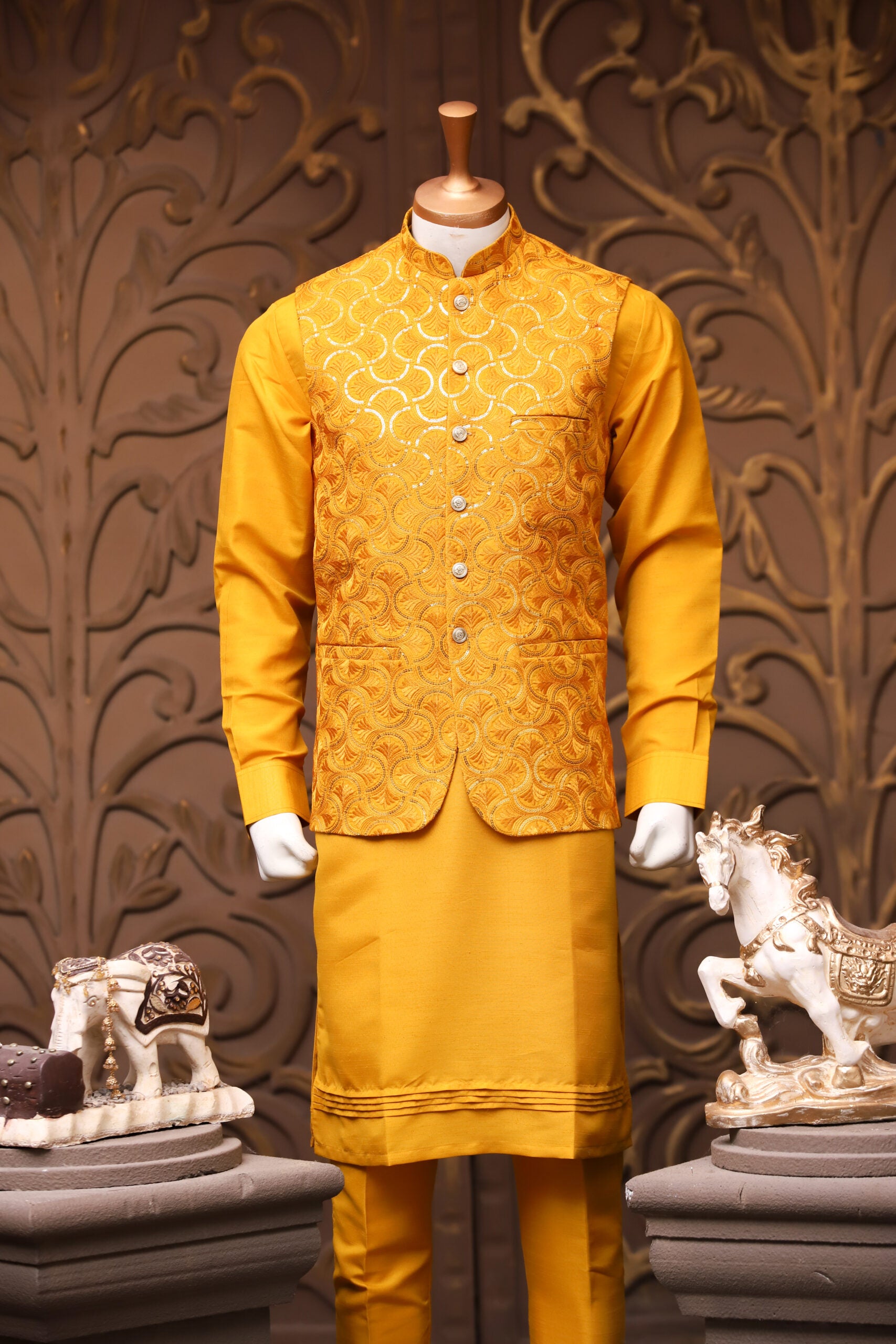 Embroidered Fabric Party-wear Waistcoat for Men