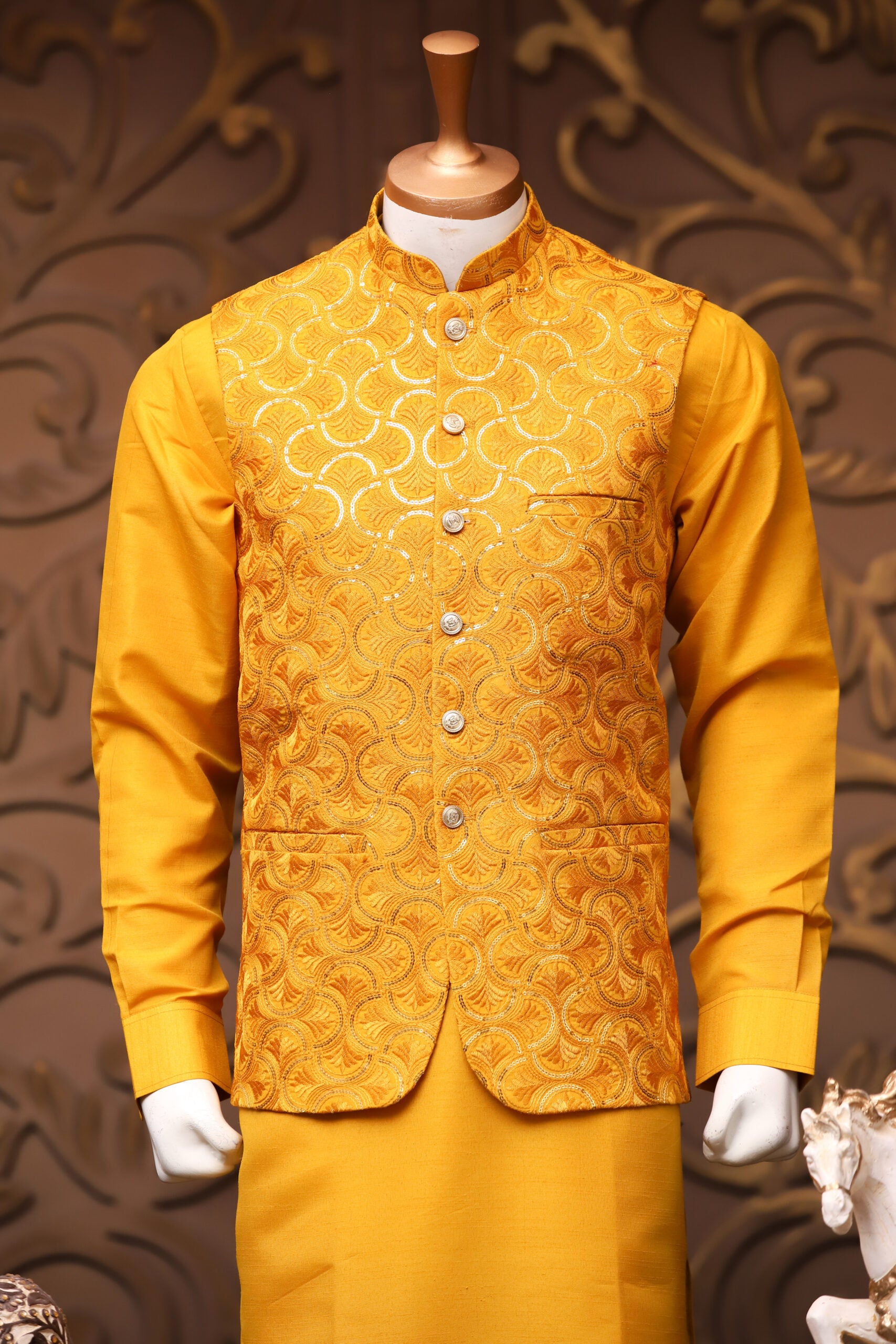 Embroidered Fabric Party-wear Waistcoat for Men