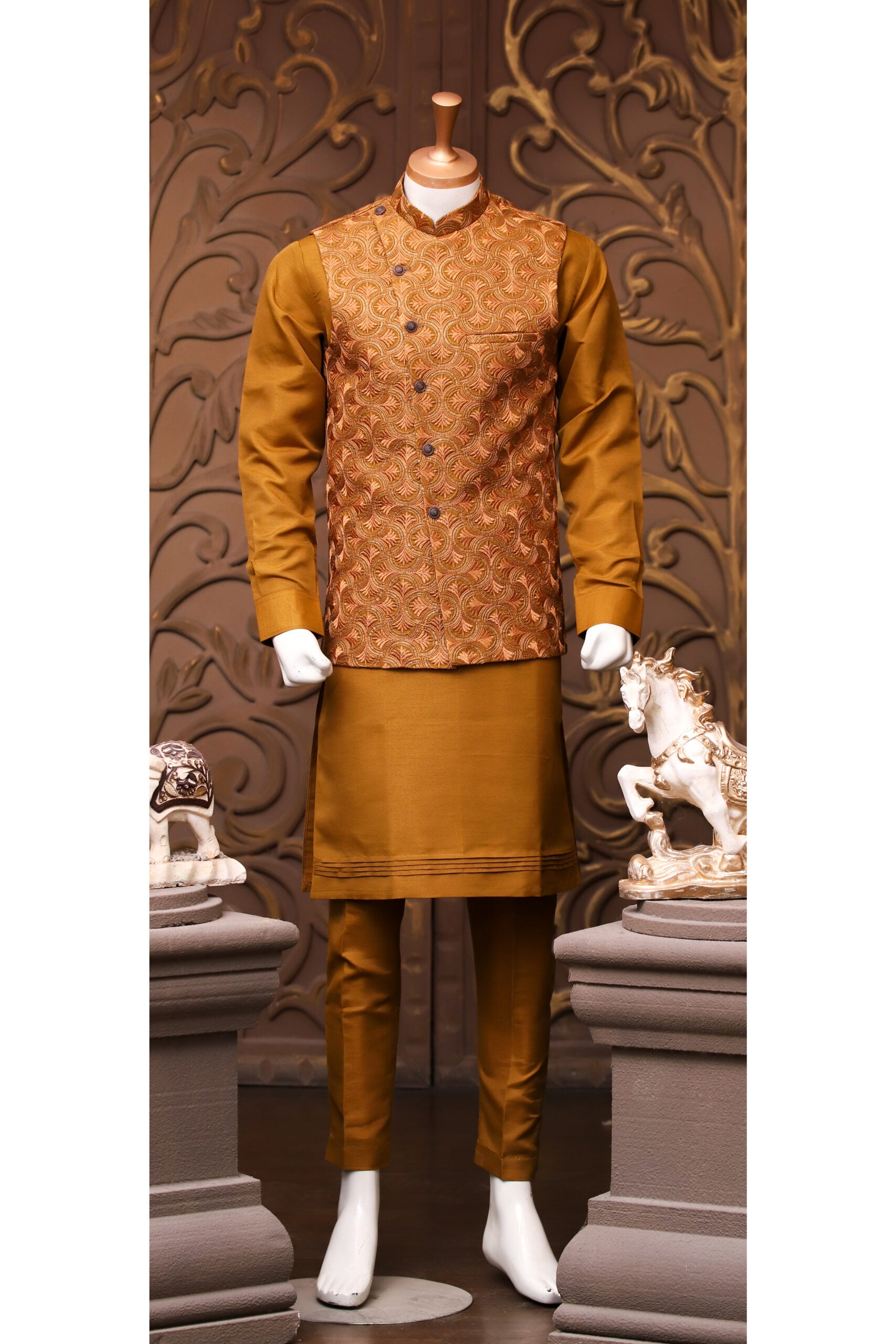 Embroidered Fabric Party-wear Waistcoat for Men