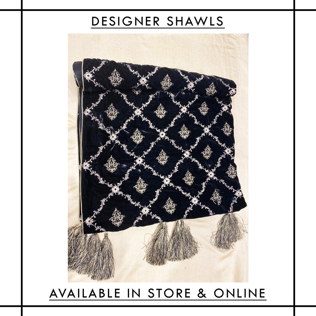 S-005 Designer Velvet Embroidered Shawl