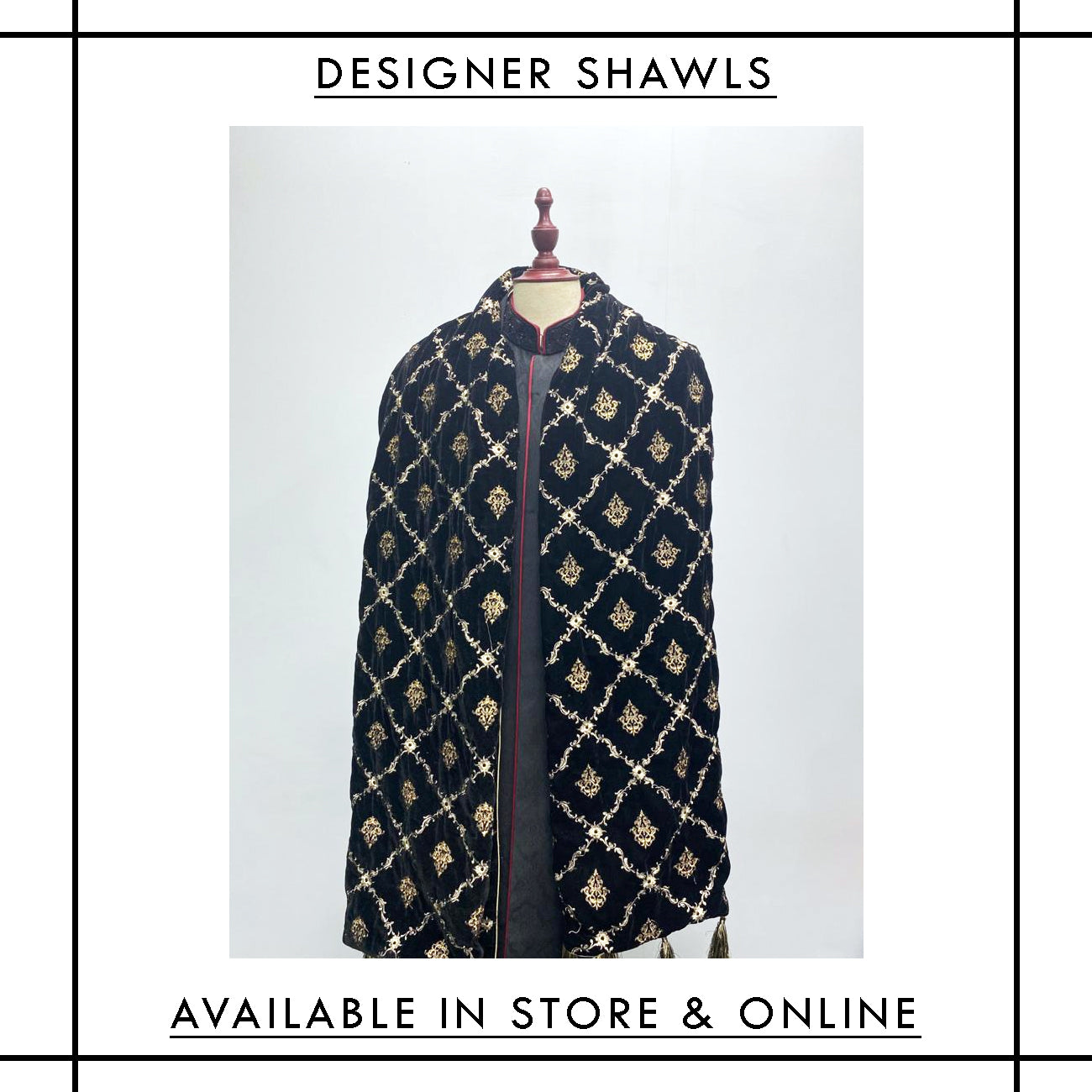 S-005 Designer Velvet Embroidered Shawl
