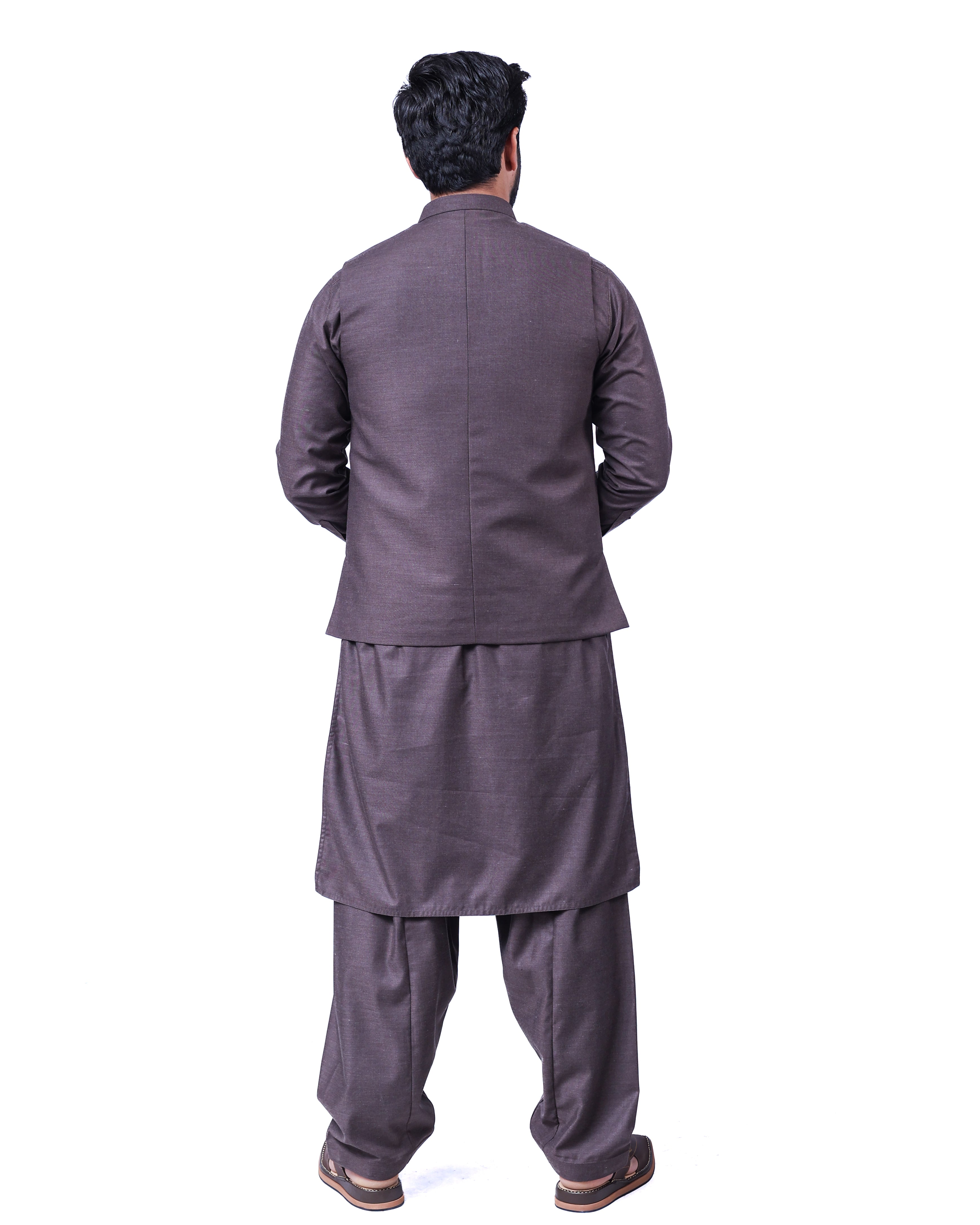 Men’s Matching Shalwar Kameez with Waistcoat – Crush Menswear  Dark Brown
