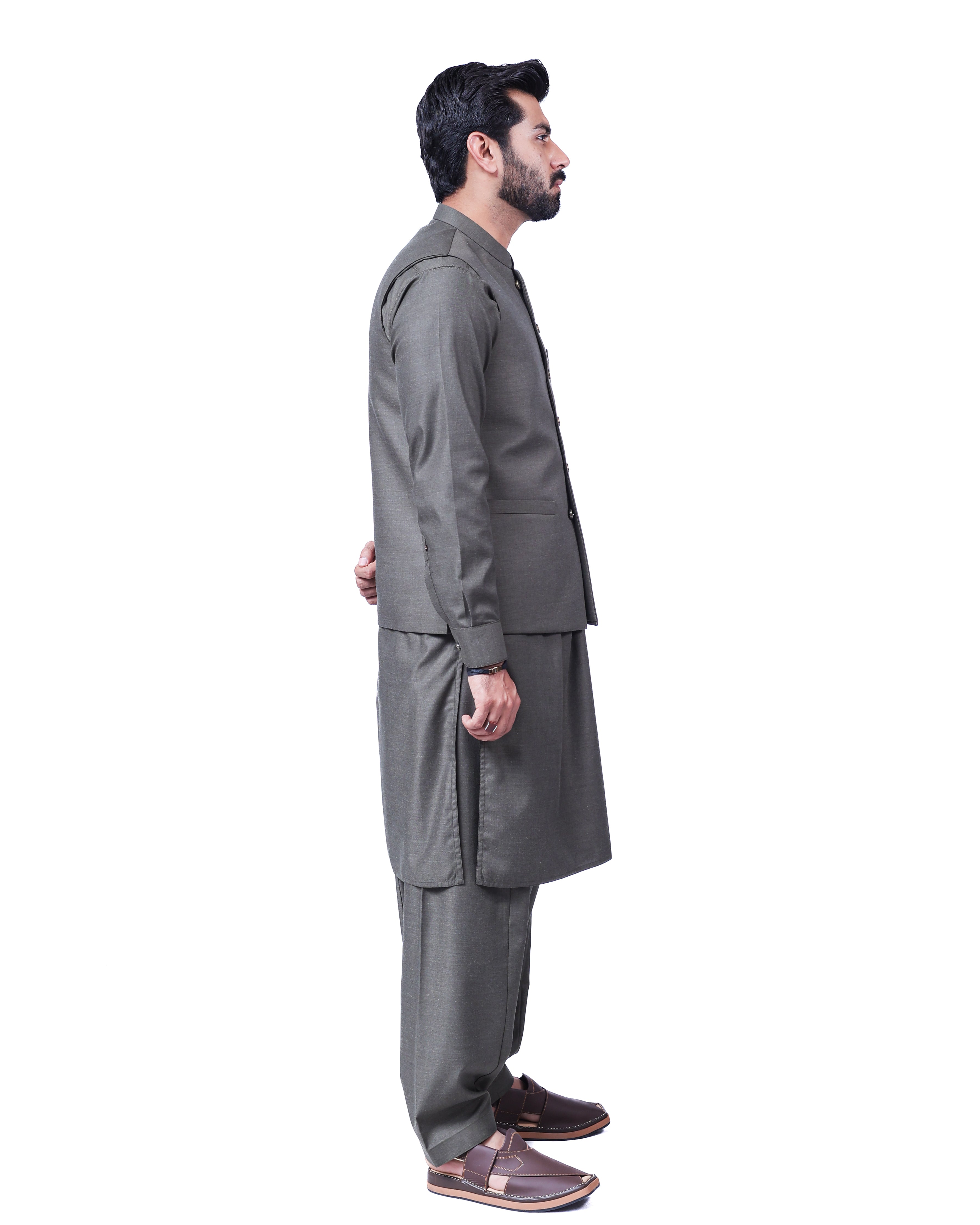 Men’s Matching Shalwar Kameez with Waistcoat – Crush Menswear