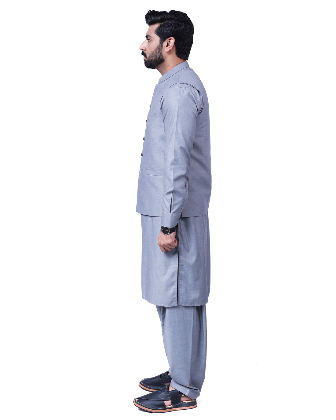Men’s Matching Shalwar Kameez with Waistcoat – Crush Menswear Blue