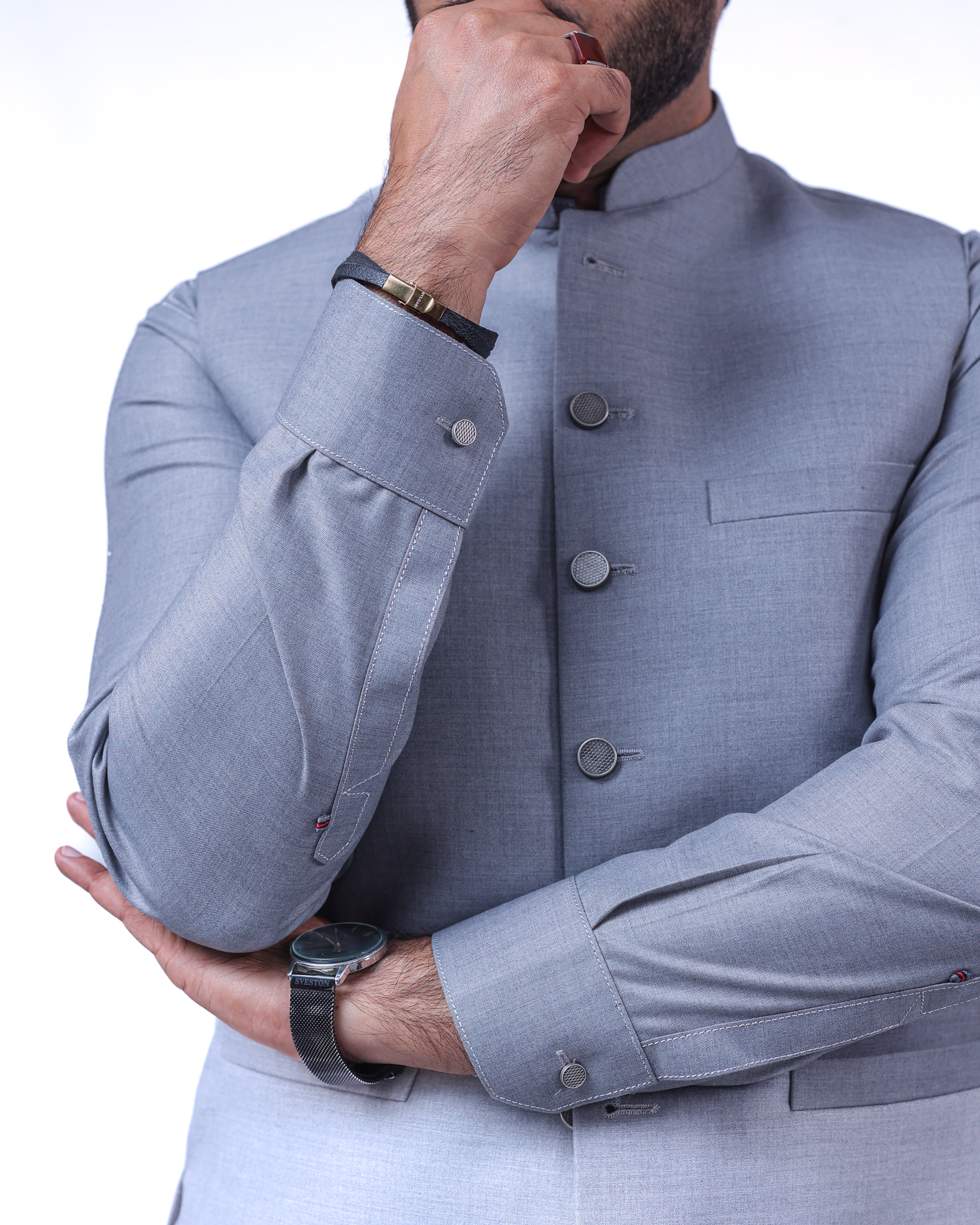 Men’s Matching Shalwar Kameez with Waistcoat – Crush Menswear Blue