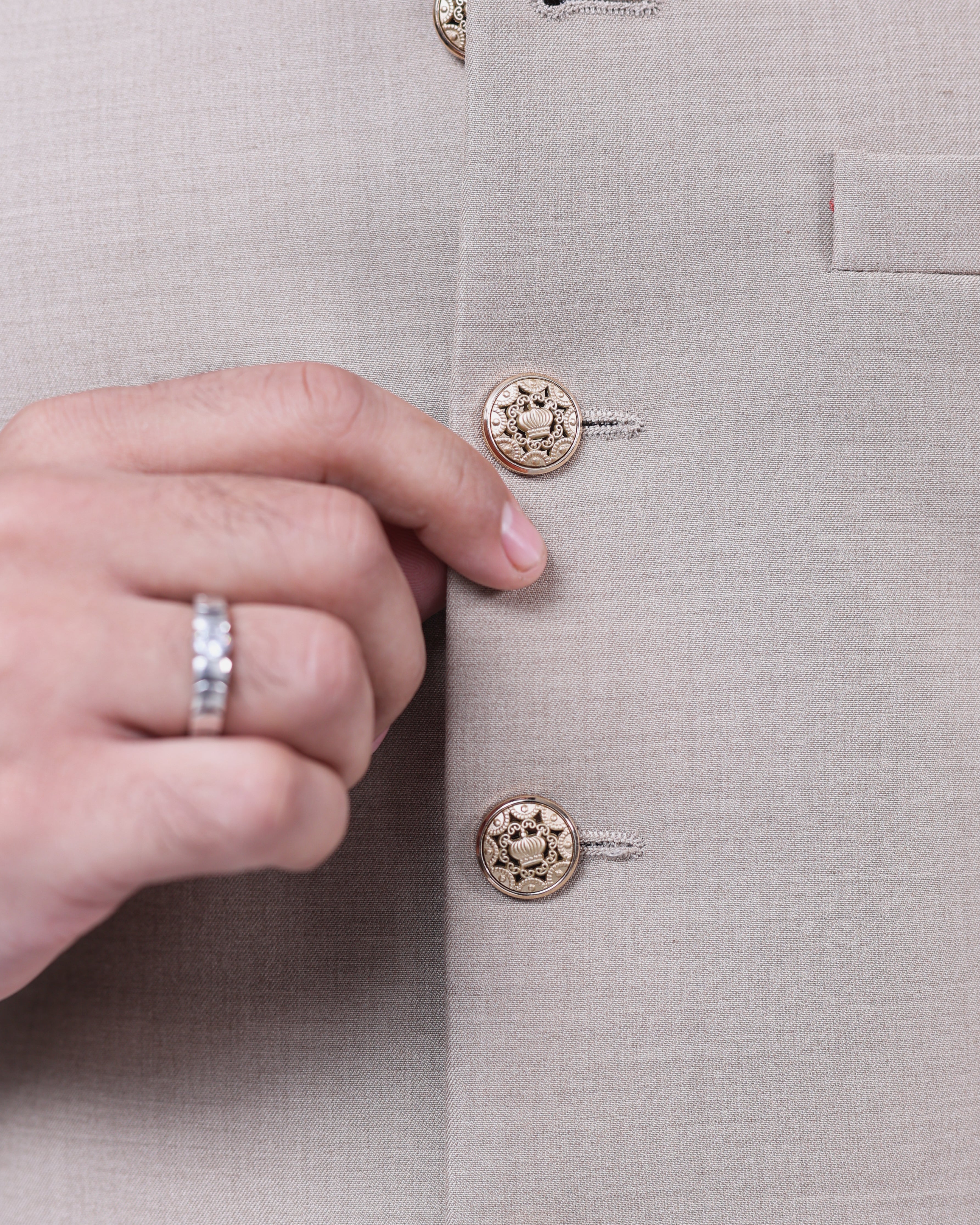 Men’s Matching Shalwar Kameez with Waistcoat – Crush Menswear light beige