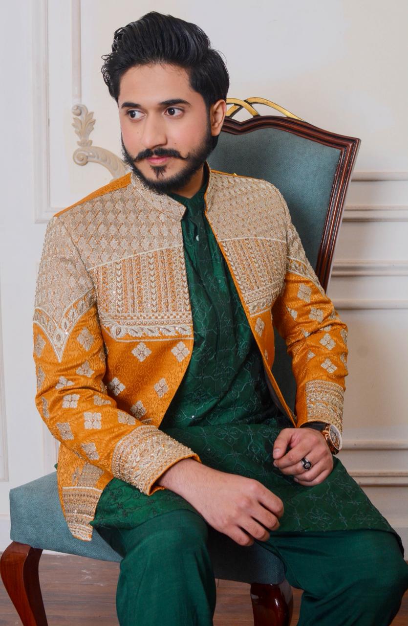 Embroidered Prince Coat w/ Hand Work for Men