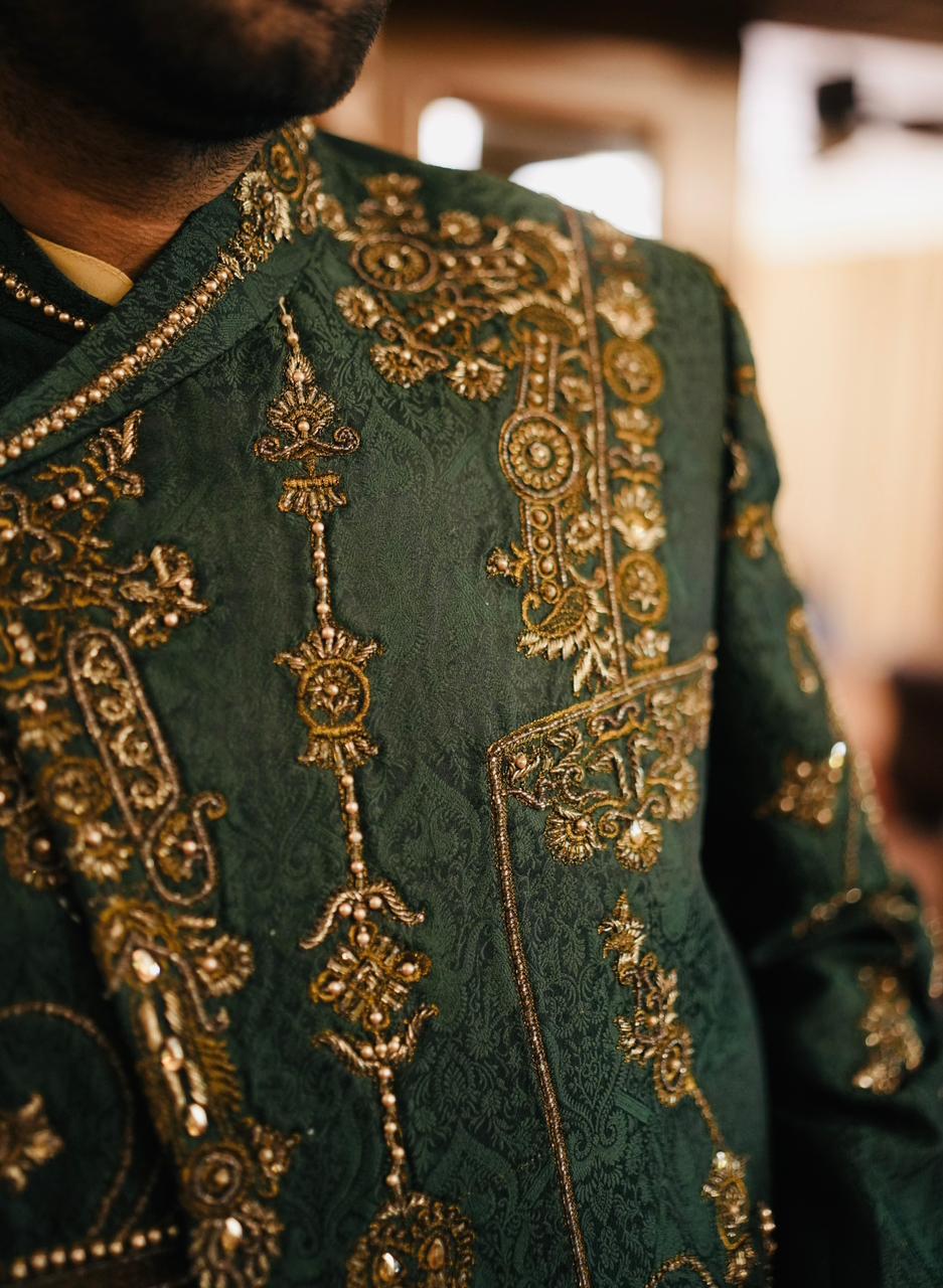 Jamawar Prince Coat w/ Hand Work for Men