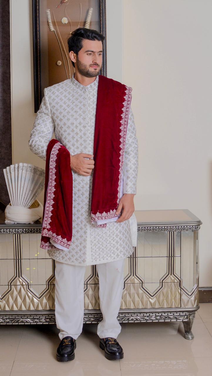 Embroidered Base Sherwani w/ Complete Handwork 03