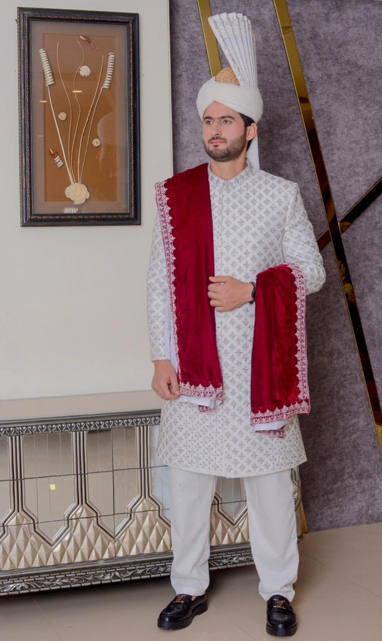 Embroidered Base Sherwani w/ Complete Handwork 03