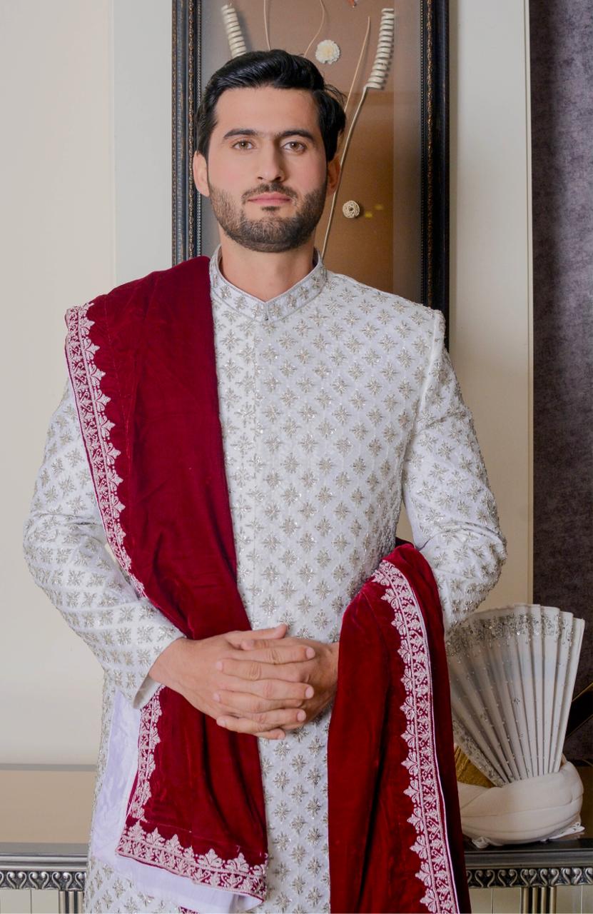 Embroidered Base Sherwani w/ Complete Handwork 03
