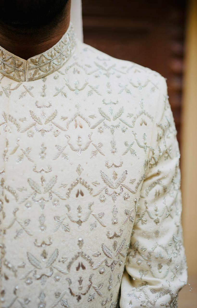 Embroidered Base Sherwani w/ Complete Handwork 01
