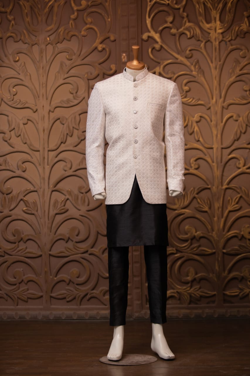Self Embroidered Prince Coat for Men