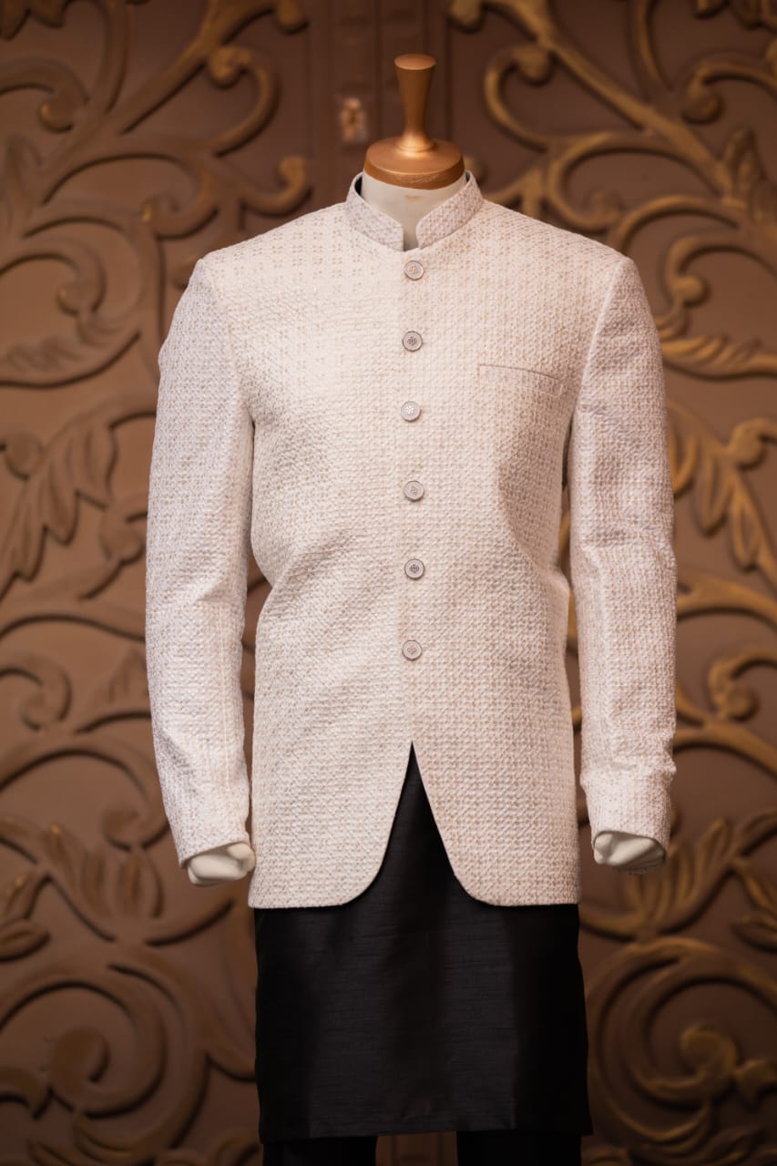 Self Embroidered Prince Coat for Men