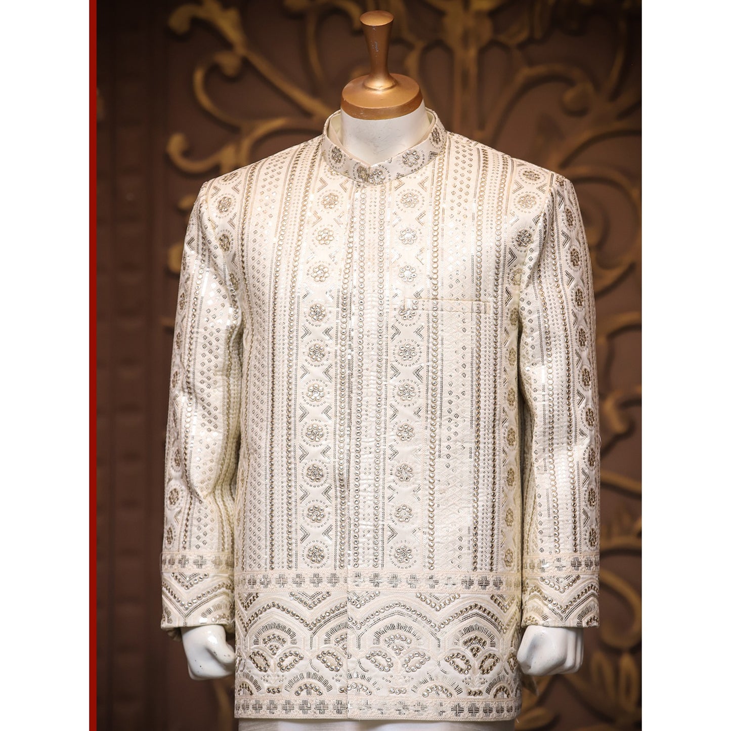 Embroidered Prince Coat w/ Mirror Work for Men