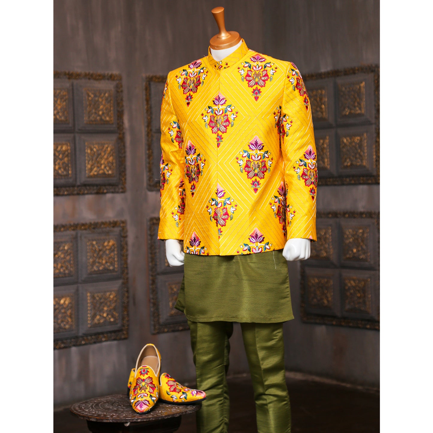 Multi Color Embroidered Prince Coat for Men