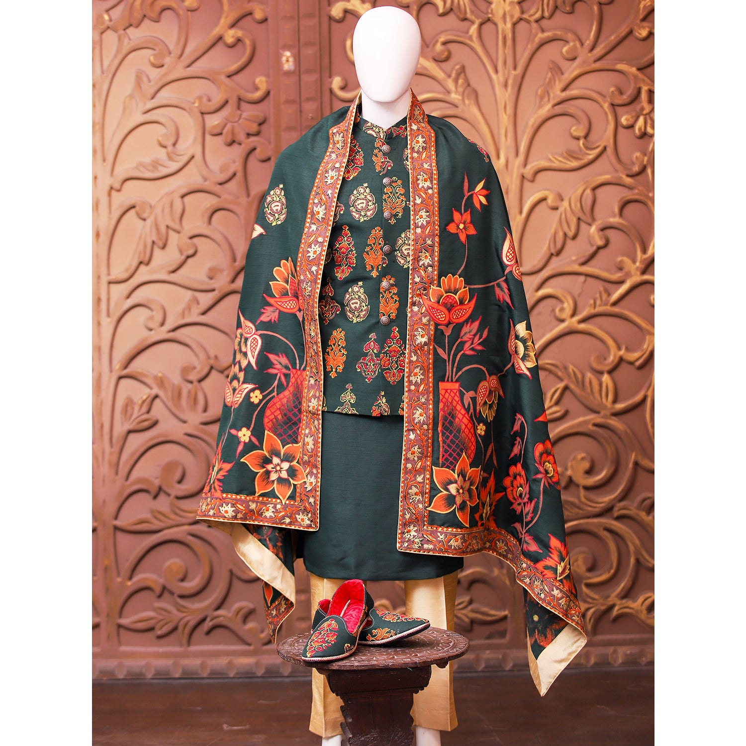 Block Printed Designer Party-wear Waistcoat for Men