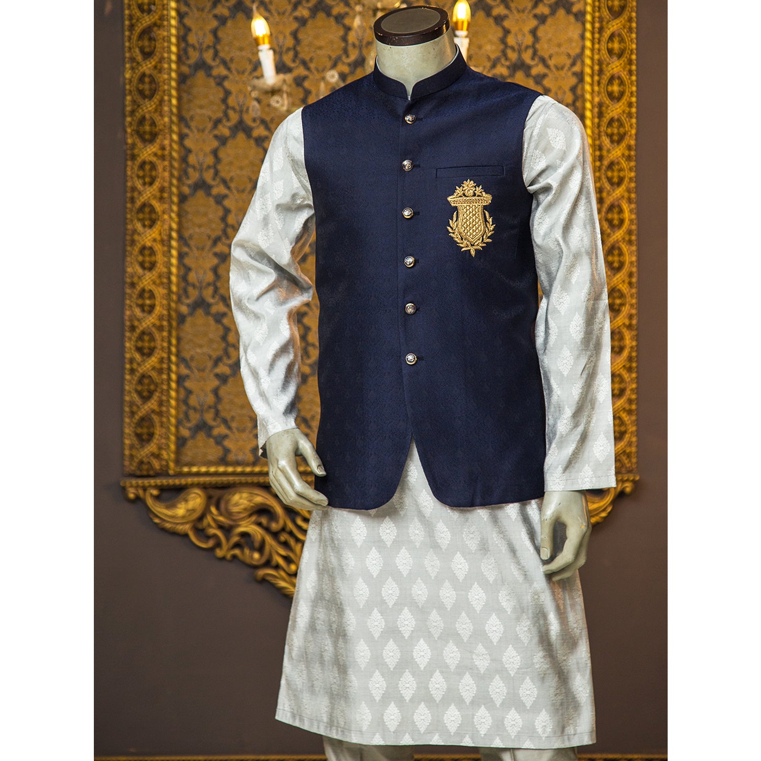 Jamawar Waistcoat w/ Handwork Motive