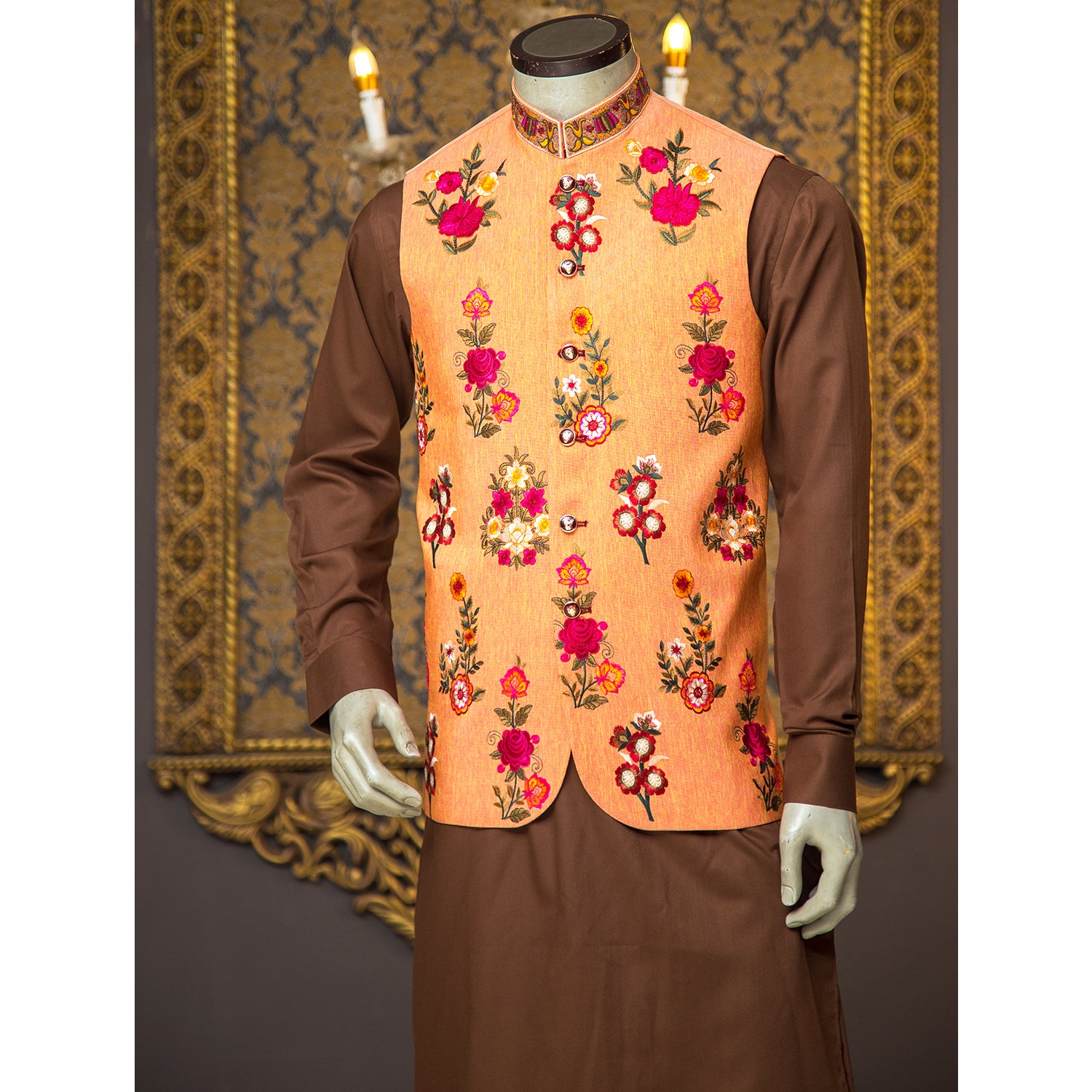 Colorful Raw Silk Embroidered Waistcoat