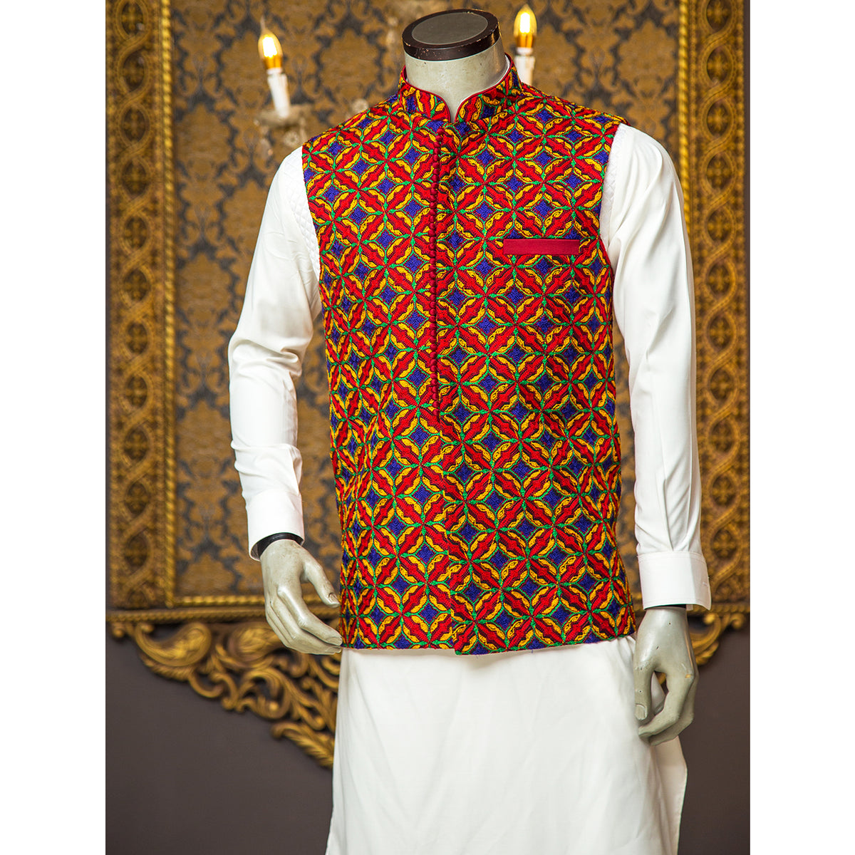 Loop Button Jacket Loop Button Fully Colorful Embroidered Waistcoat – CRUSH Men's Wear